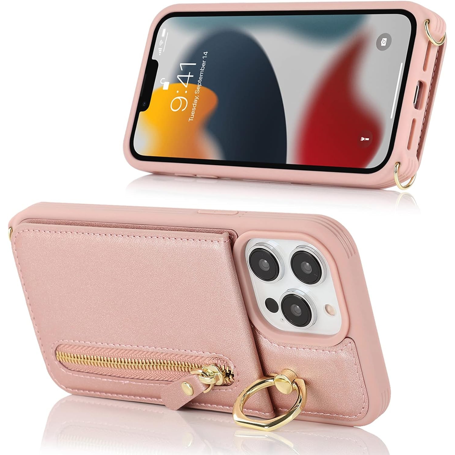 Crossbody Phone Case for iPhone 13 Pro Max Case with Card Holder,iPhone 12 Pro Max Case Wallet for Women Men