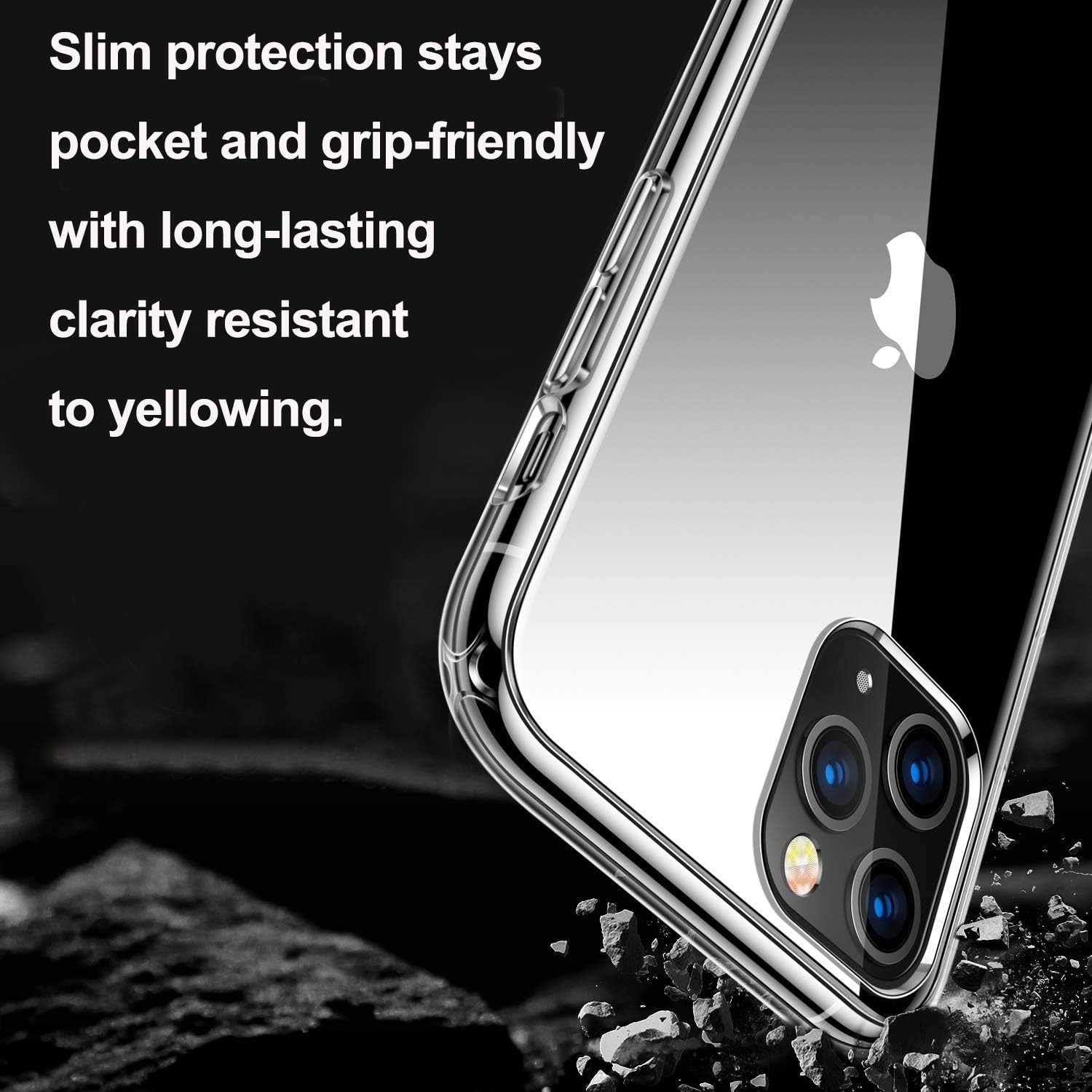 for iPhone 11 Pro Max Case Crystal Clear -6.5 inch,[Anti-Yellowing][Fully Protective][Anti-Scratch] Slim Fit Shockproof