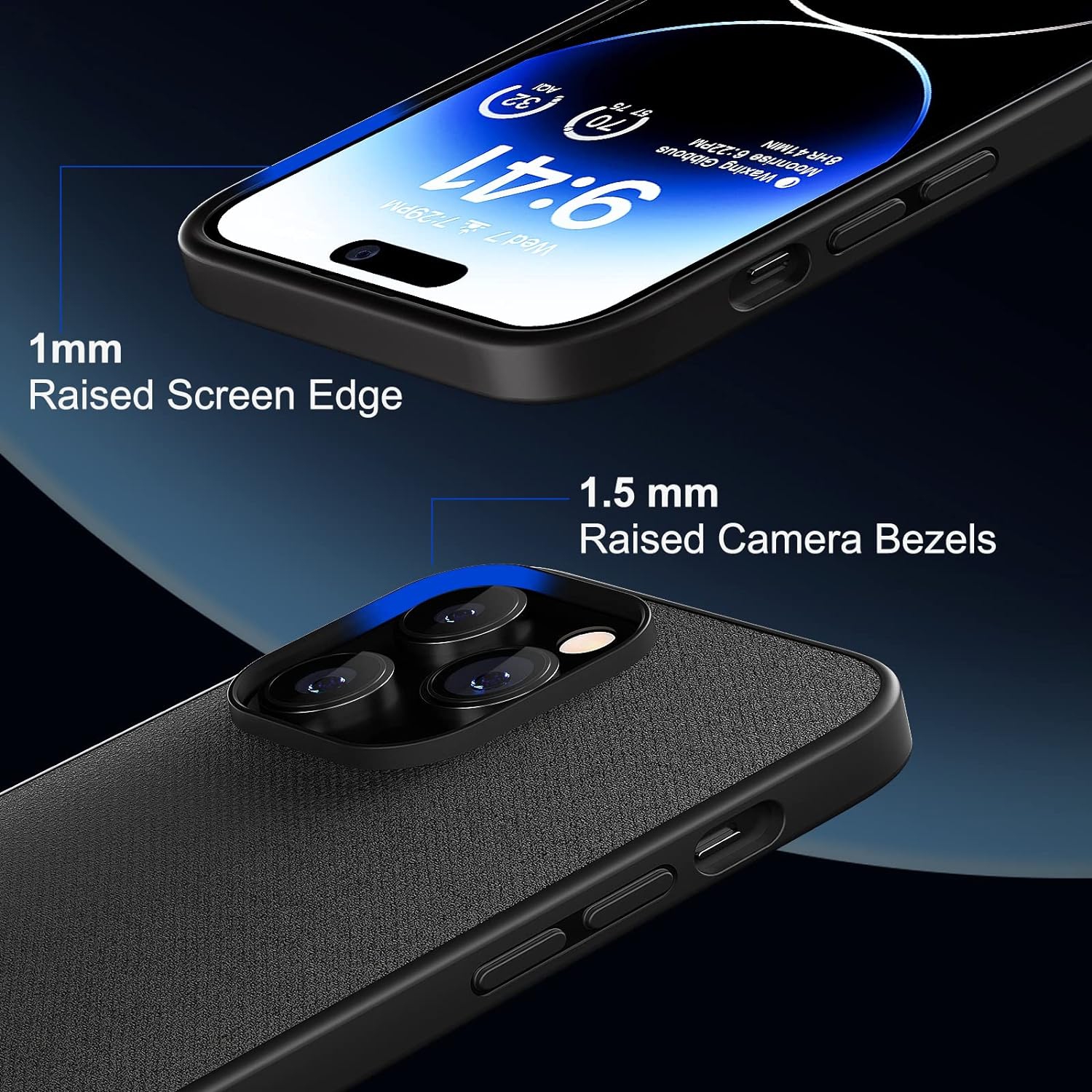 Case for iPhone 14 Pro, Hybrid Hard Back Case with TPU Bumper Thin Case for iPhone 14 Pro Shockproof Protective