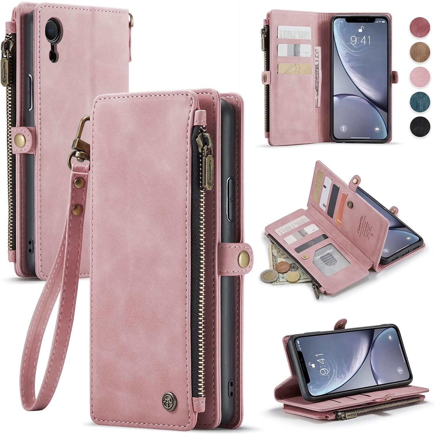 for iPhone XR Case, iPhone XR Wallet Case for Women and Men, iPhone XR Case With Card Holder, Durable PU