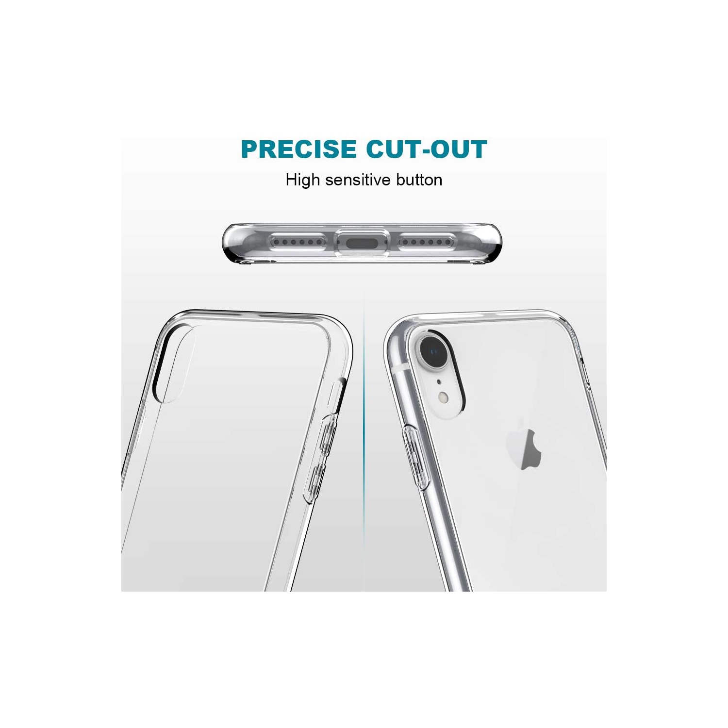 Case for iPhone XR with 2 Pack Screen Protector Tempered Glass, Full Protection Case -Clear