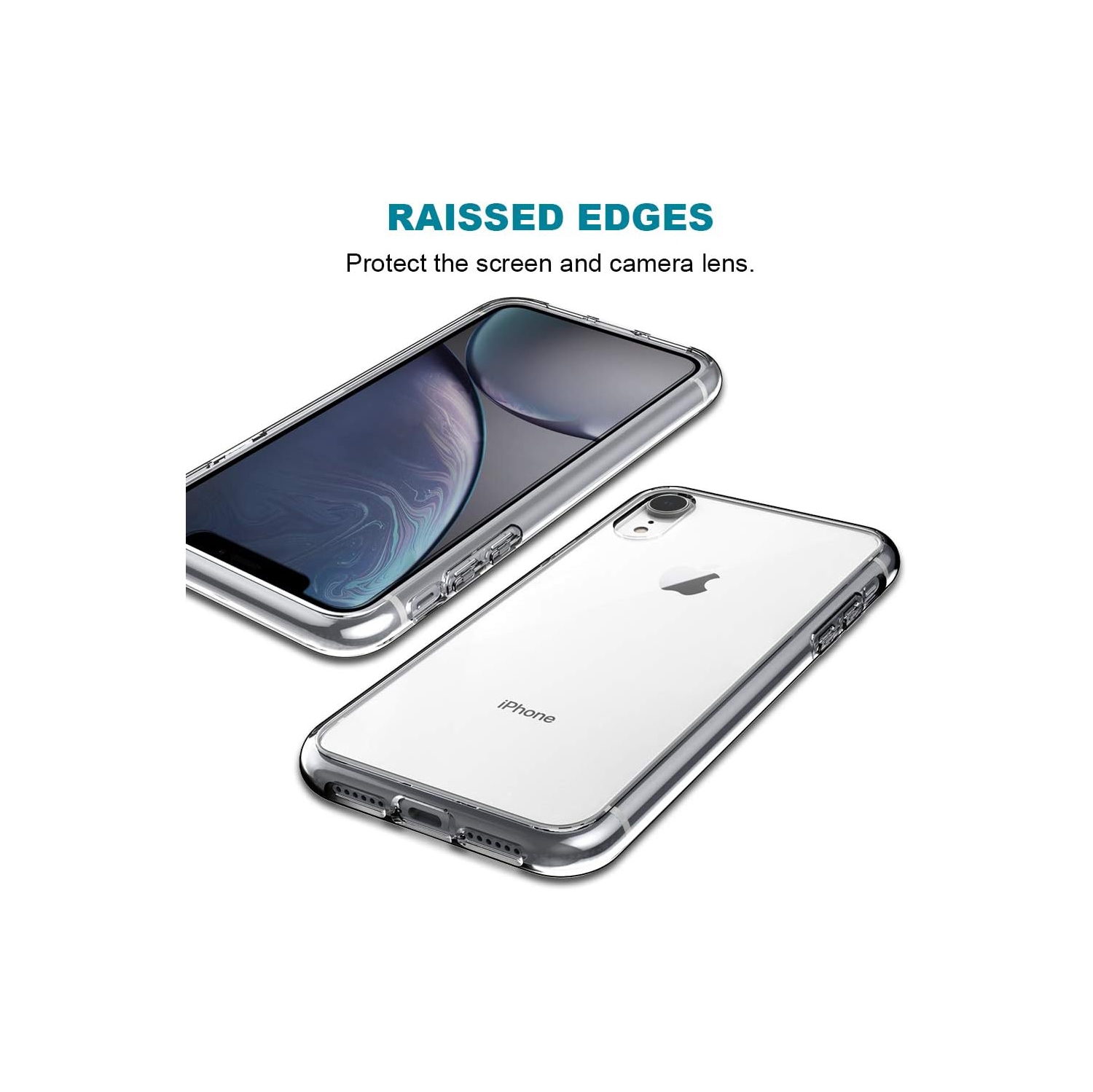 Case for iPhone XR with 2 Pack Screen Protector Tempered Glass, Full Protection Case -Clear