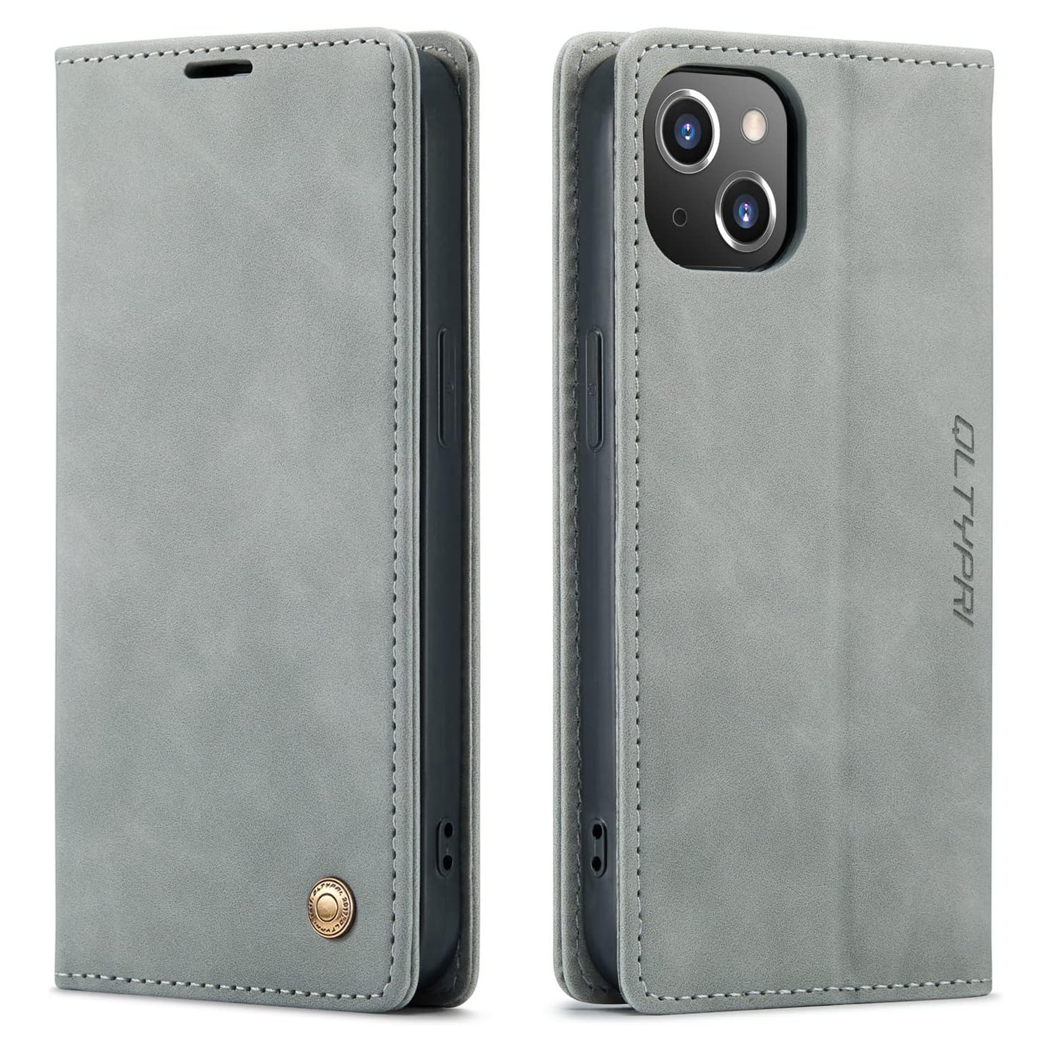 Case for iPhone 14, Vintage PU Leather Wallet Case Card Slot Kickstand Magnetic Closure Shockproof Folio Flip