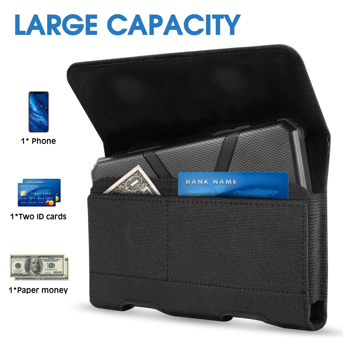 Pour iPhone 14 Pro 13 Pro 12 Pro 12 11 Pochette en nylon étui de ceinture avec pince de ceinture pour iPhone 14