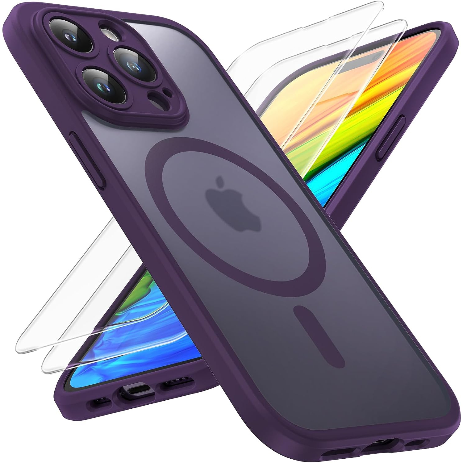 for iPhone 14 Pro Case Magnetic, with 2 Pack Screen Protector, [Upgraded Full Camera Protection] [Shockproof