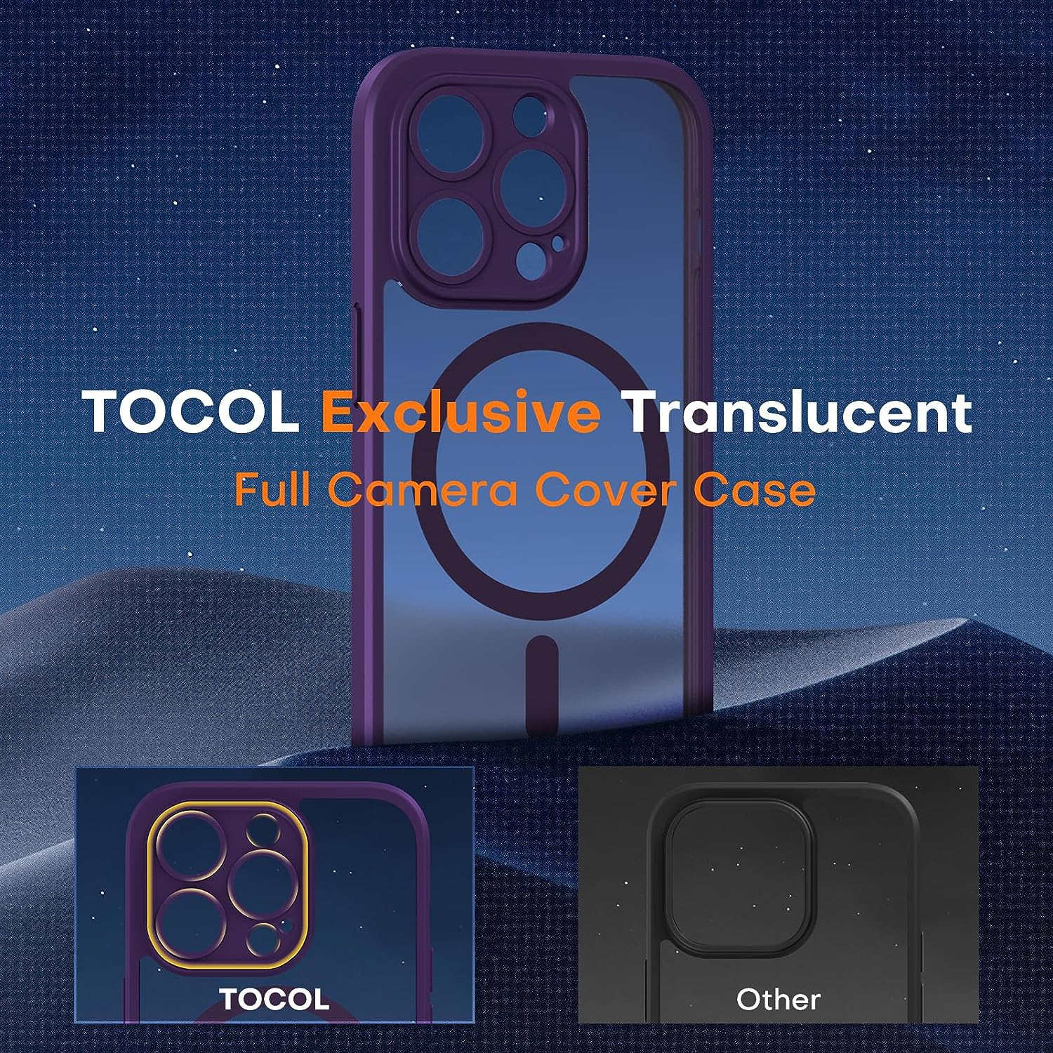 for iPhone 14 Pro Case Magnetic, with 2 Pack Screen Protector, [Upgraded Full Camera Protection] [Shockproof