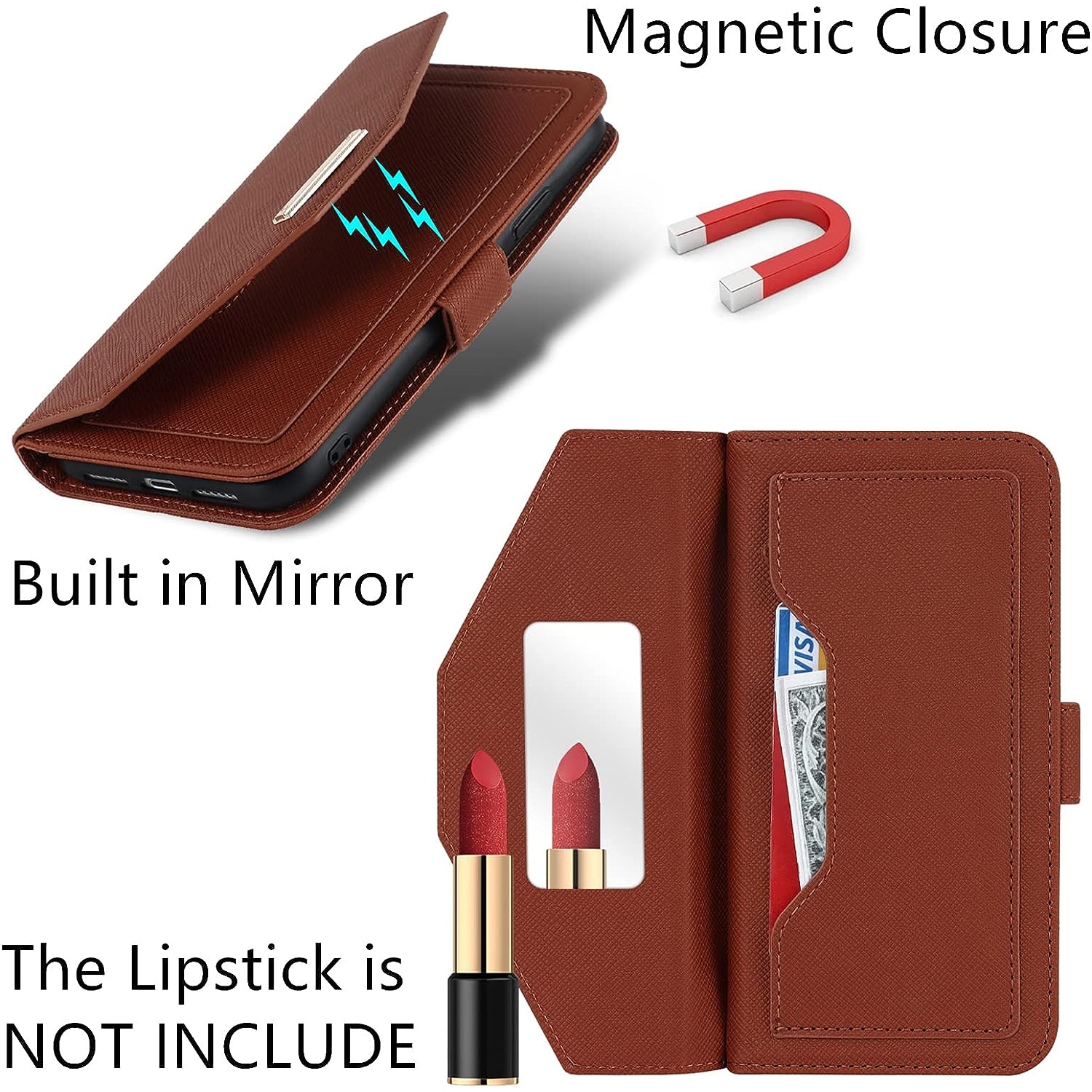 Crossbody Wallet for iPhone Xs/iPhone X Case with Adjustable Lanyard Strap Credit Card Holder 5.8",PU Leather