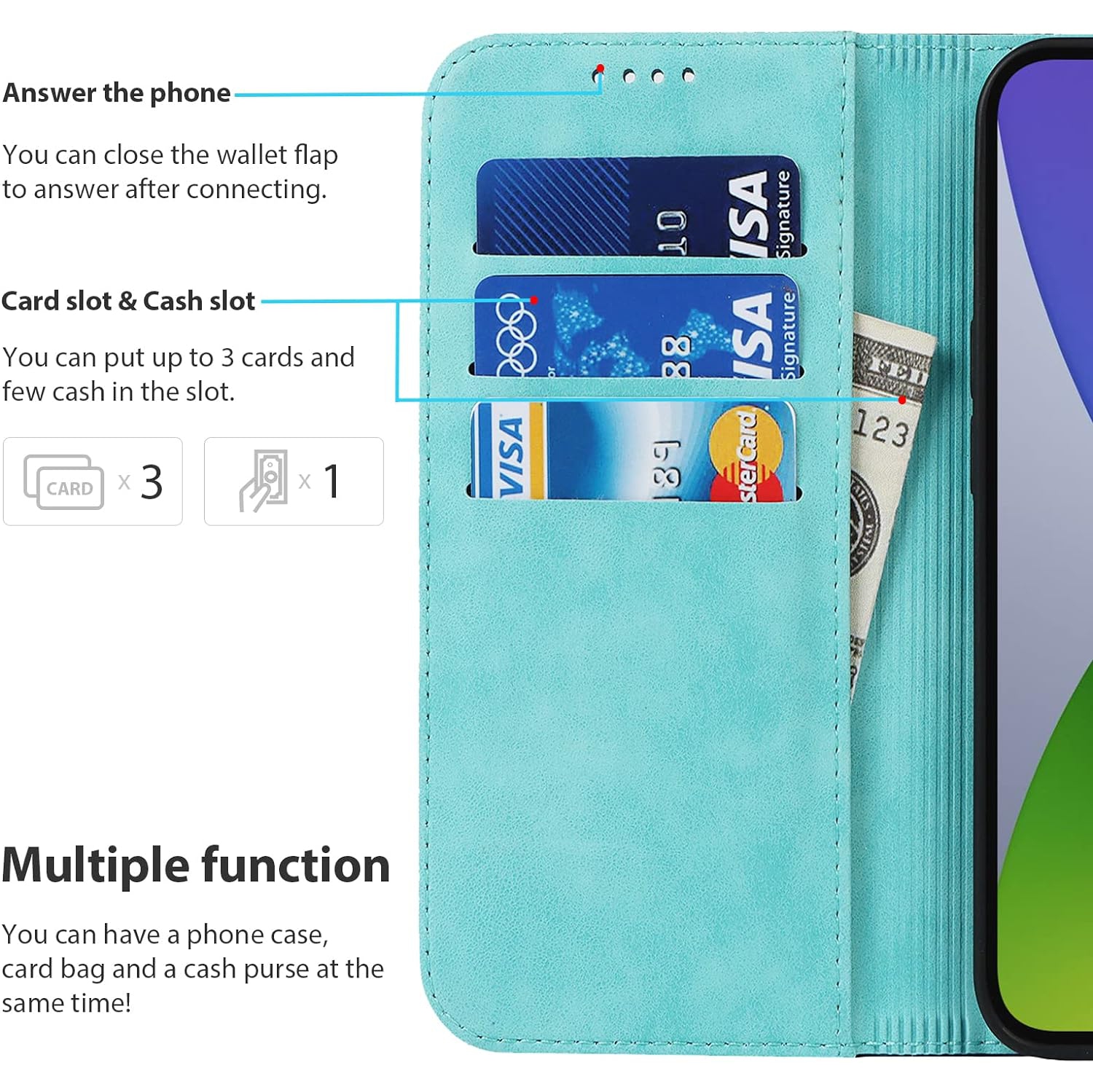 etui iPhone 14 case Wallet with Card Holder,iPhone 13 Phone case for Women,Flip Cell Phone Cover with Credit