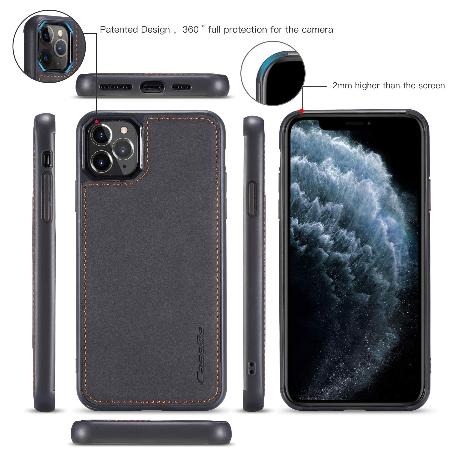 iPhone 11 Pro Wallet Case, Zipper Purse Folio Magnetic Leather Wallet Protection Card Slot Holder Detachable Slim