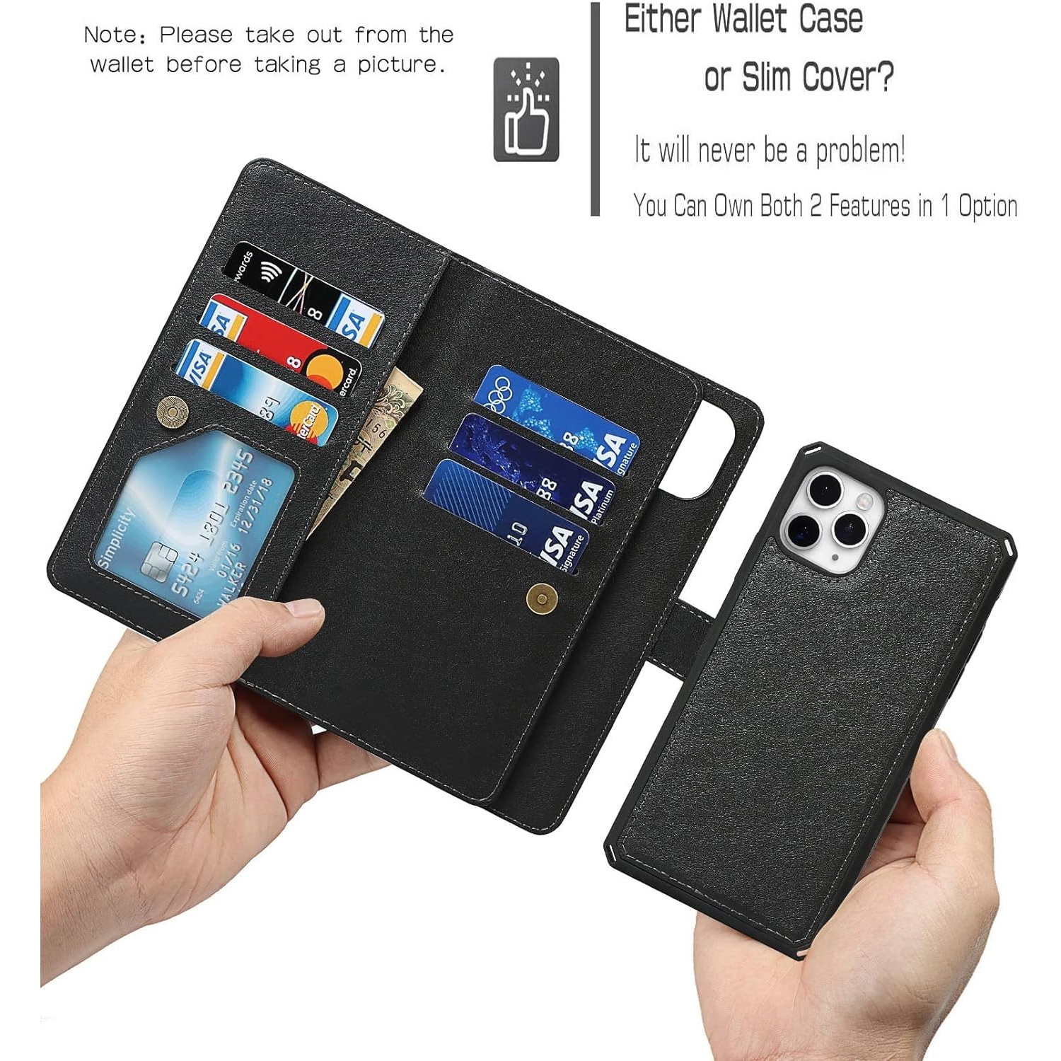 for iPhone 11 Pro Wallet Case with Card Holder and Wrist Strap, PU Leather Kickstand Card Slots Magnetic