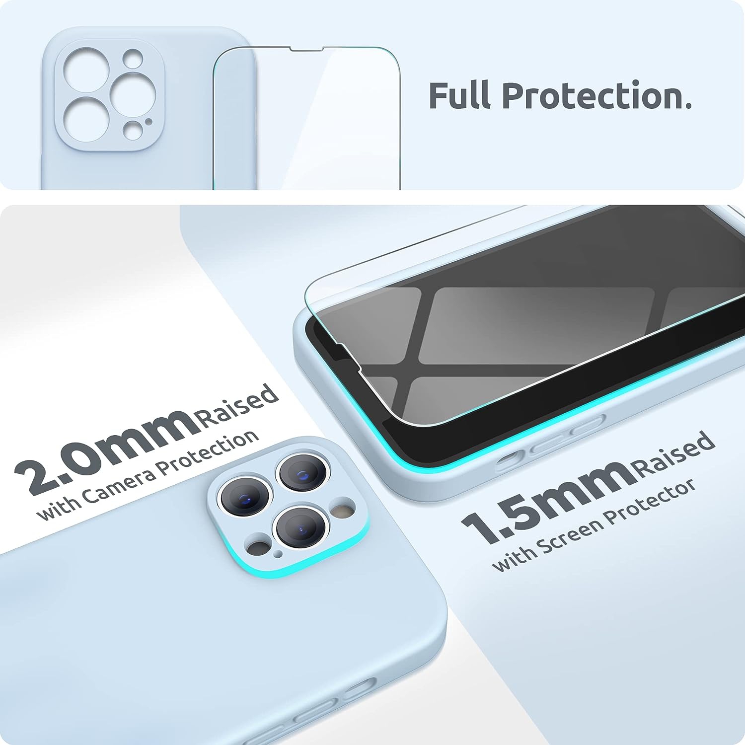 Silicone Case Compatible with iPhone 13 Pro Case 6.1 inch, with Camera Protection Liquid Silicone Soft