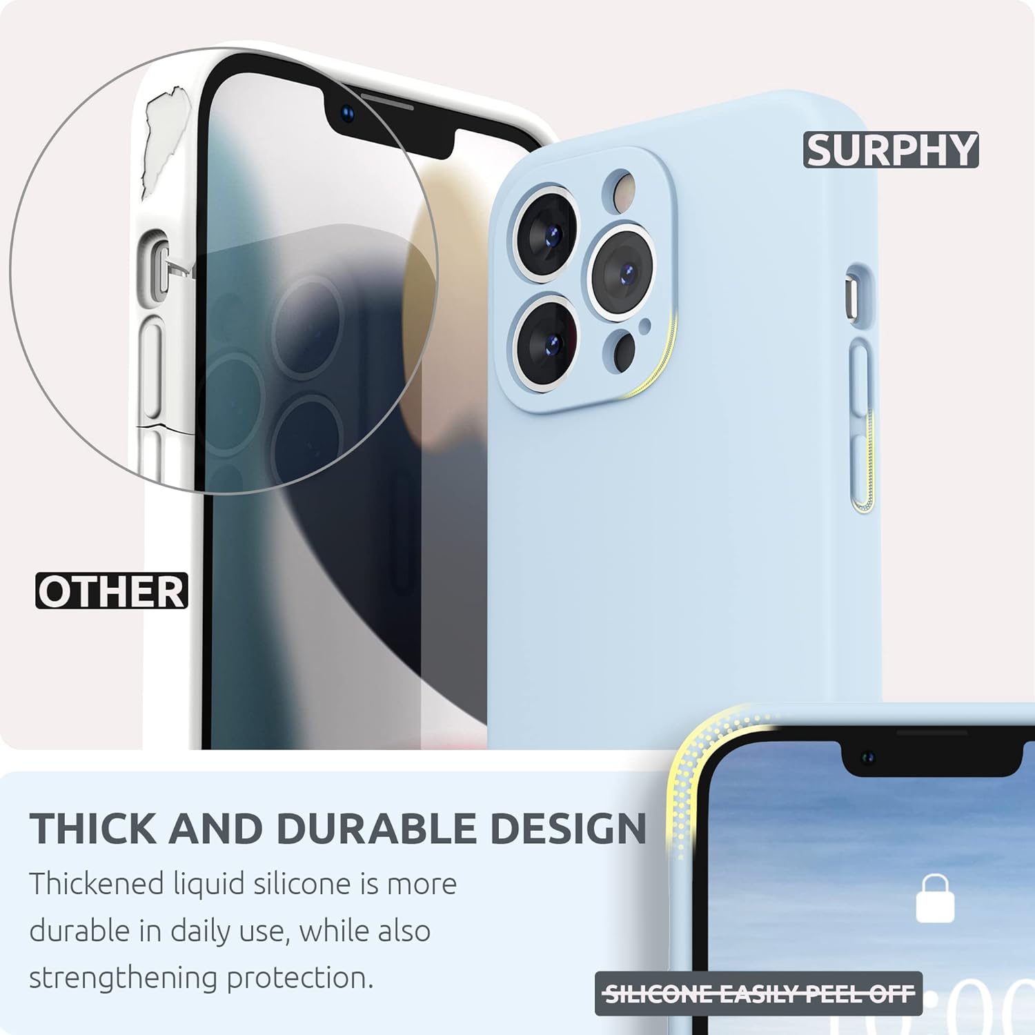 Silicone Case Compatible with iPhone 13 Pro Case 6.1 inch, with Camera Protection Liquid Silicone Soft