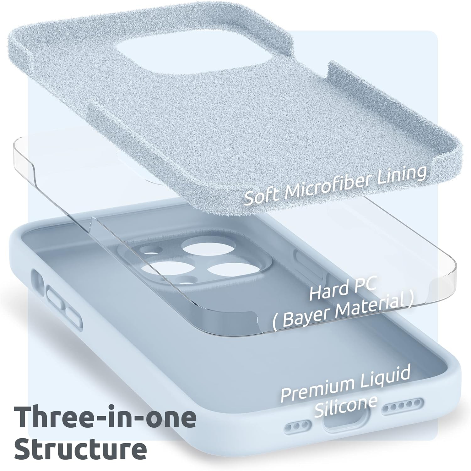 Silicone Case Compatible with iPhone 13 Pro Case 6.1 inch, with Camera Protection Liquid Silicone Soft