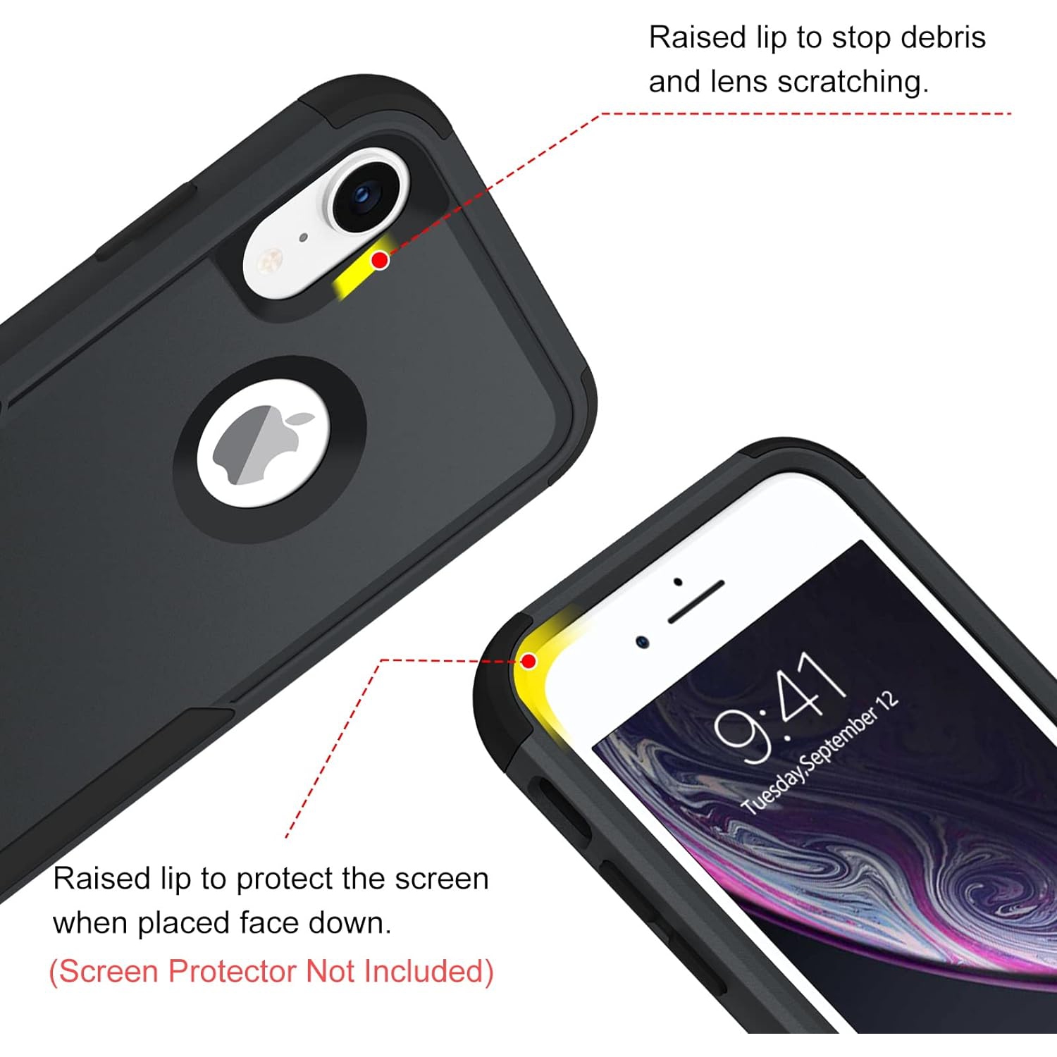 iPhone XR Case, iPhone XR Phone Case, Heavy Duty 3 in 1 Hybrid Hard PC Soft TPU Bumper Rugged Full Body