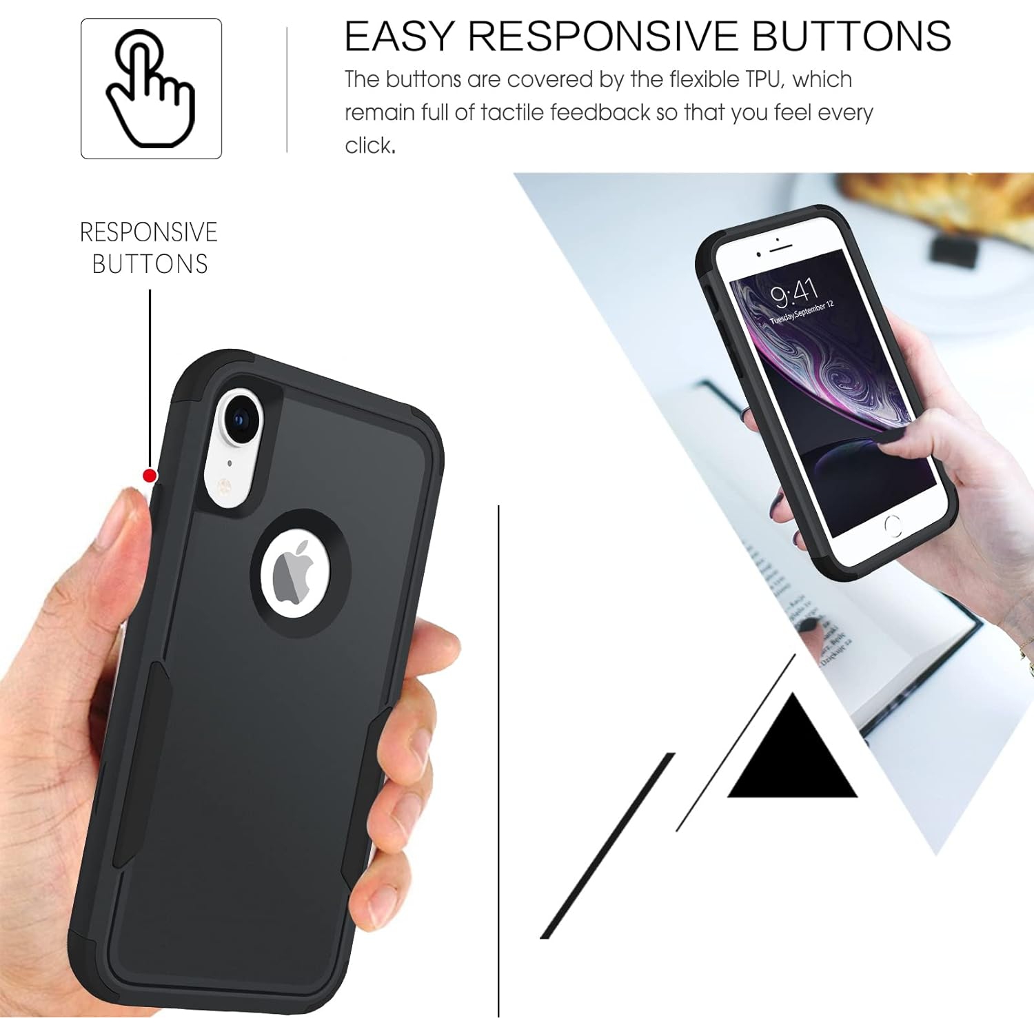 iPhone XR Case, iPhone XR Phone Case, Heavy Duty 3 in 1 Hybrid Hard PC Soft TPU Bumper Rugged Full Body