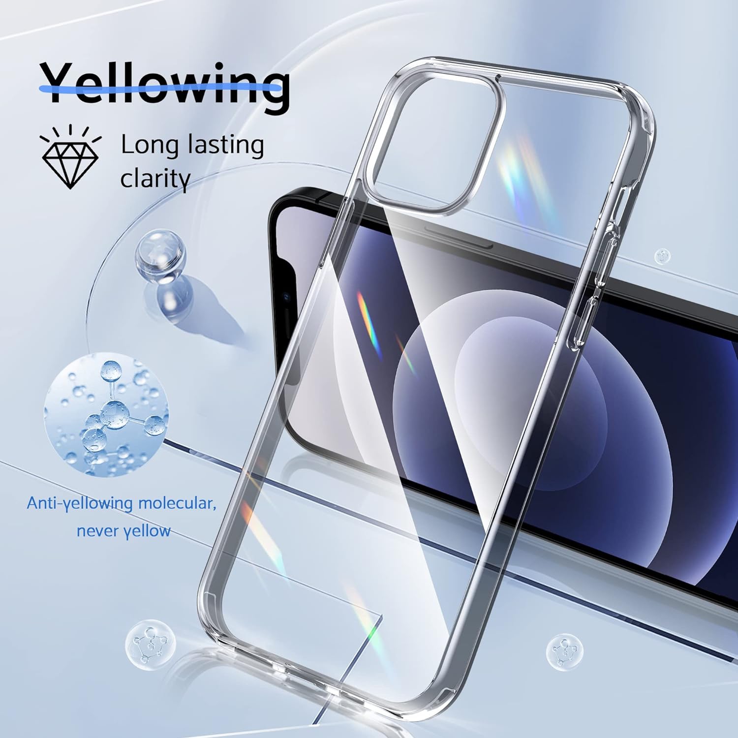 Crystal Clear Designed for iPhone 12 Mini Case, [Non-Yellowing] 15Ft Military Grade Shockproof Protective Cover