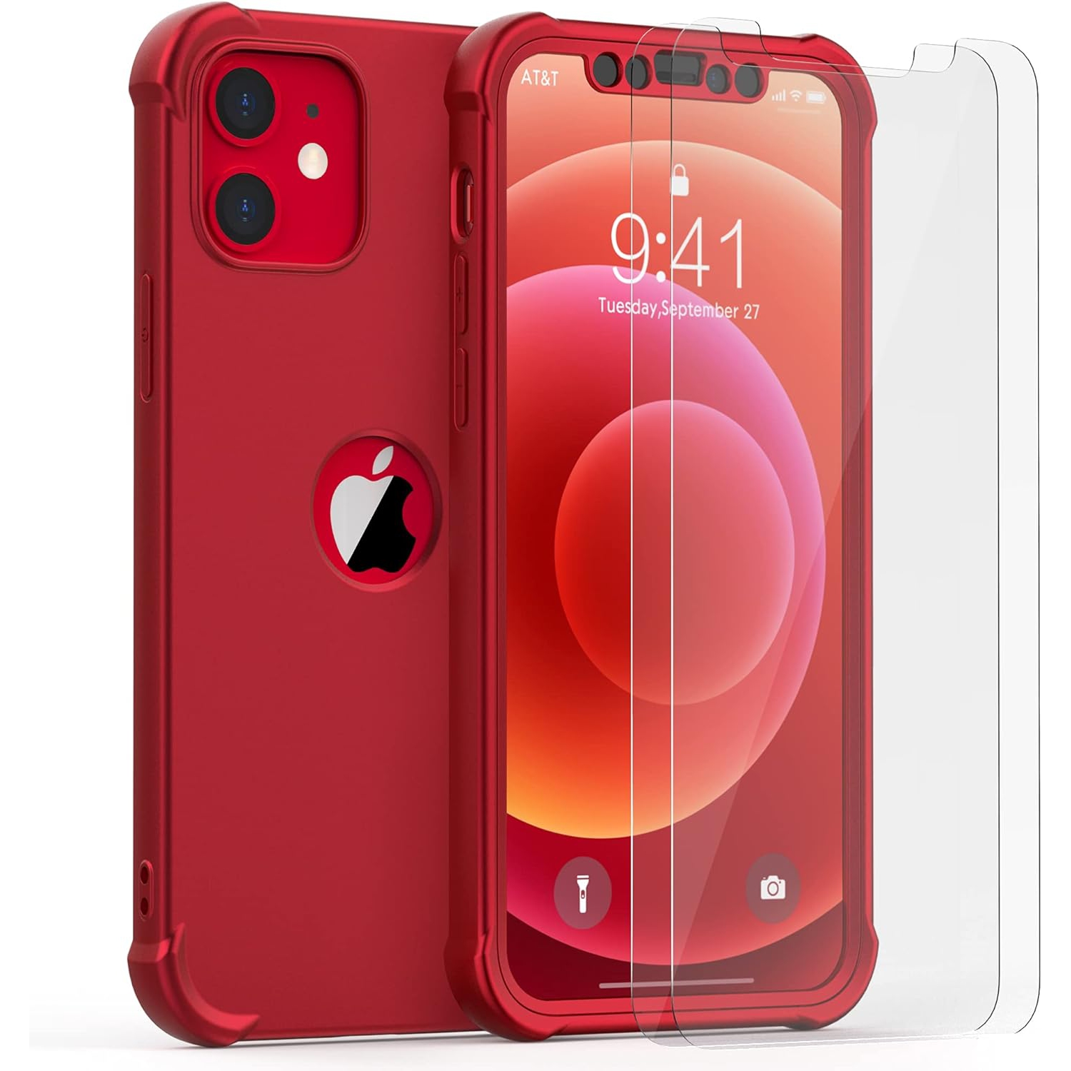 Compatible with iPhone 12 Mini Case with 2 Pack Tempered Glass Screen Protector,Shockproof Soft Silicone Back