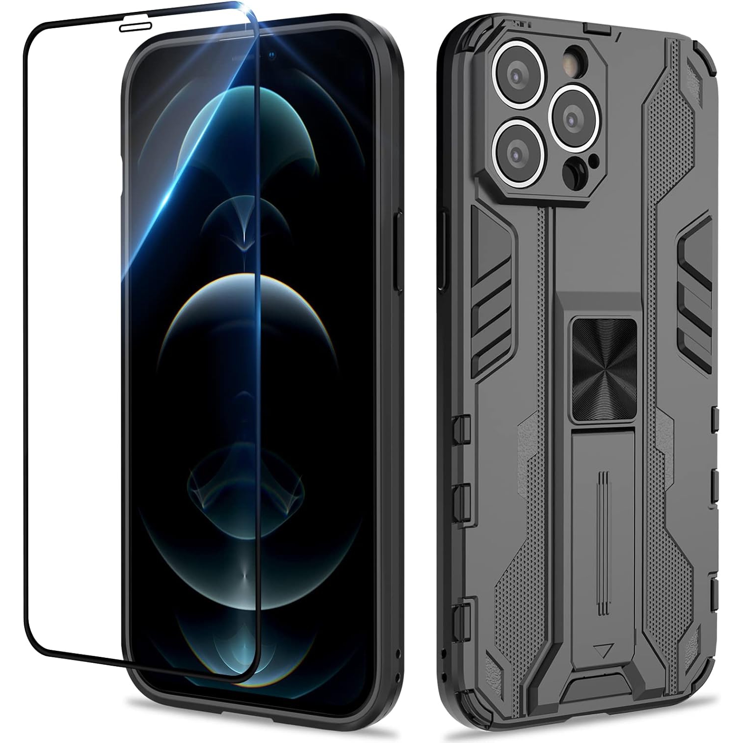 Case for iPhone 12 Pro Max with Screen Protector Tempered Glass, Heavy Duty Shockproof Tough Armour Case