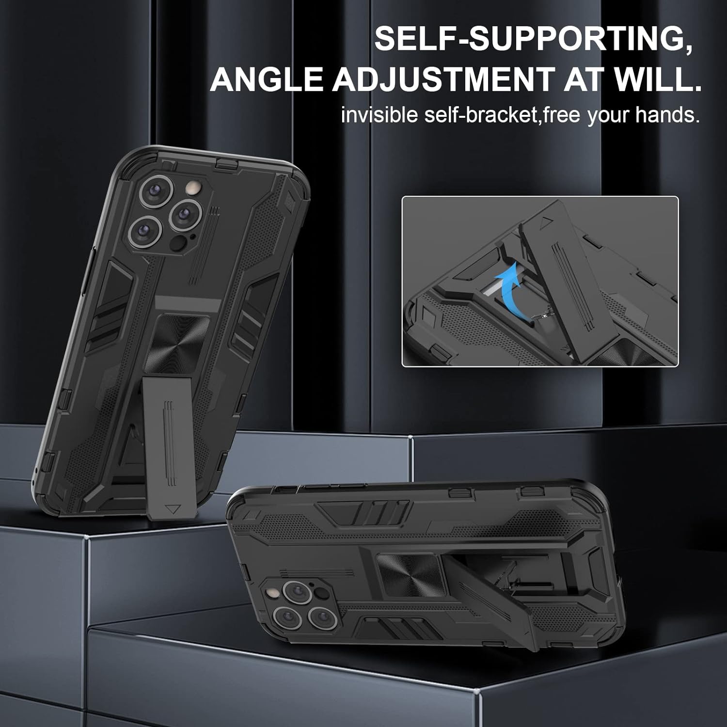 Case for iPhone 12 Pro Max with Screen Protector Tempered Glass, Heavy Duty Shockproof Tough Armour Case