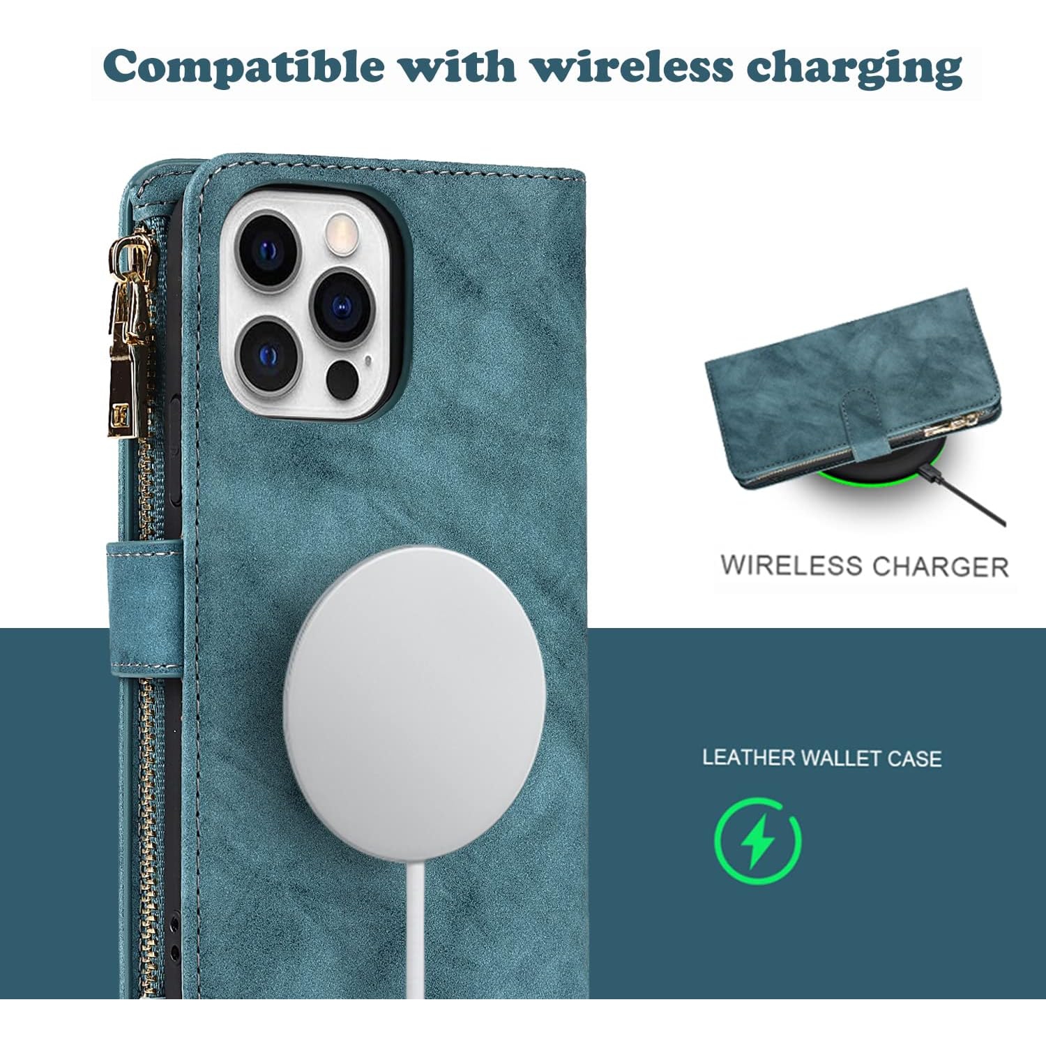 etui iPhone 14 Pro Max Case Wallet with Card Holder,iPhone 14 Pro Max Phone case for Women,Crossbody Zipper