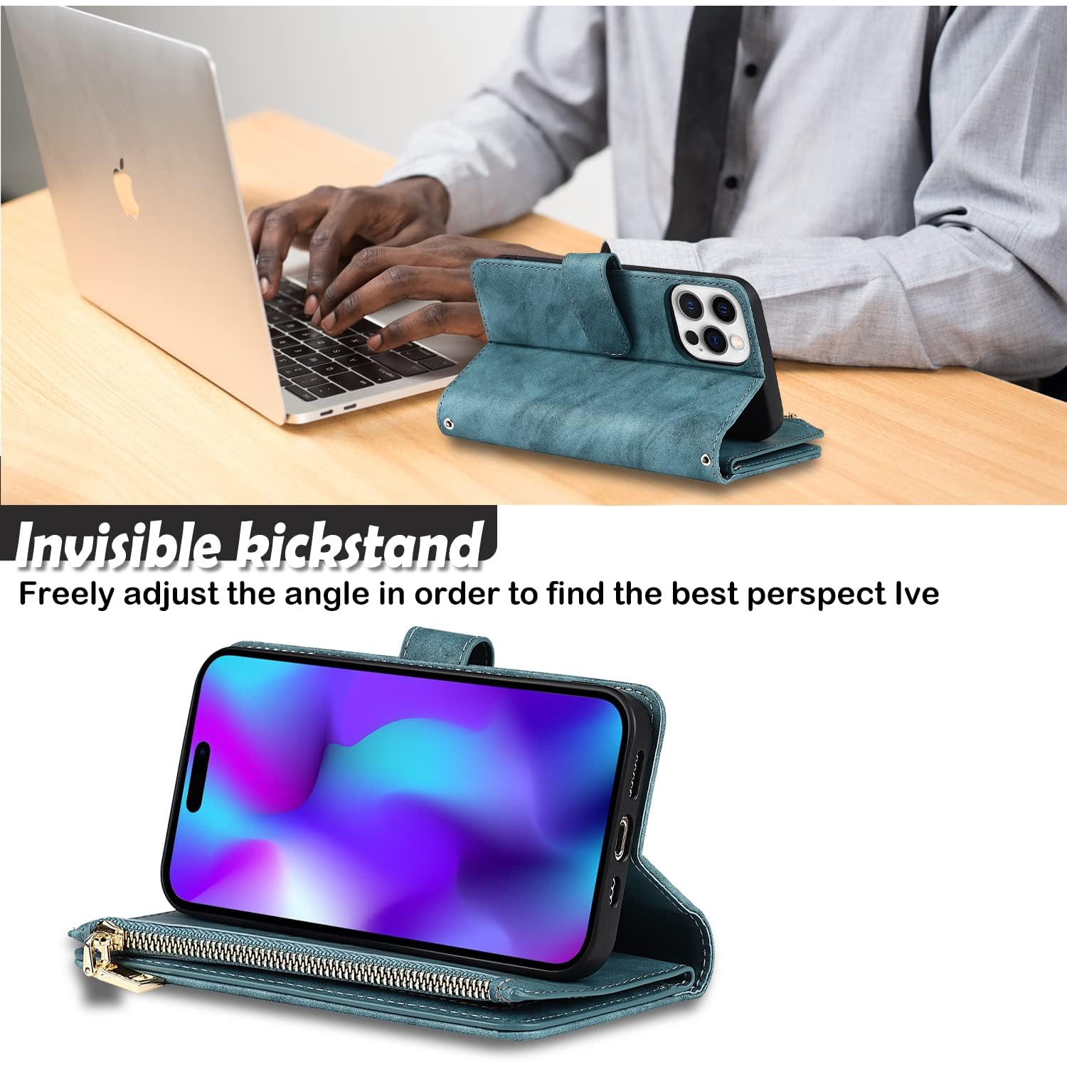 etui iPhone 14 Pro Max Case Wallet with Card Holder,iPhone 14 Pro Max Phone case for Women,Crossbody Zipper