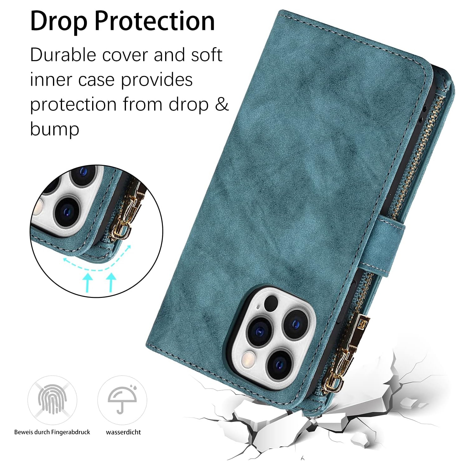etui iPhone 14 Pro Max Case Wallet with Card Holder,iPhone 14 Pro Max Phone case for Women,Crossbody Zipper