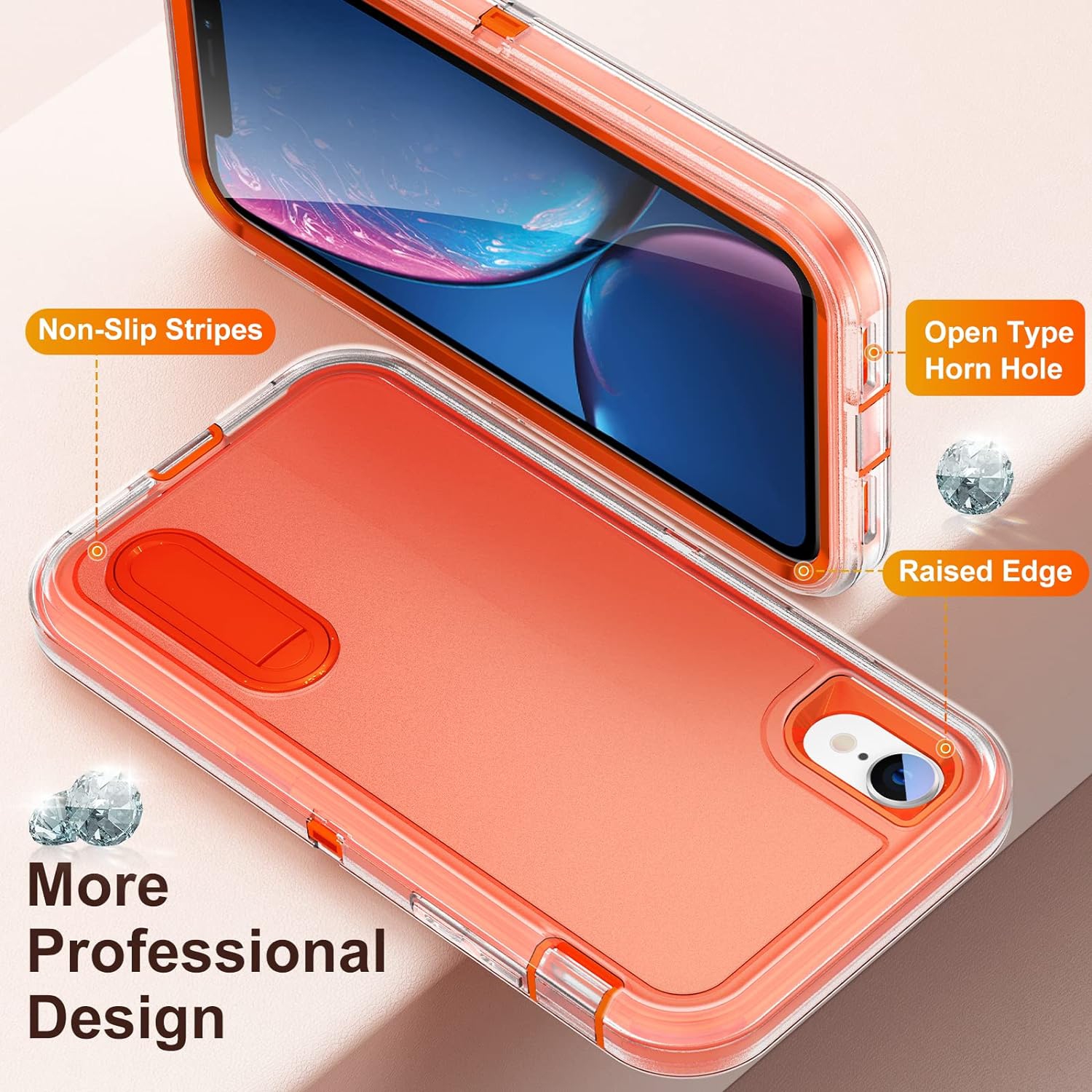 iPhone XR Case with Build-in Kickstand,Heavy Duty Protection Shockproof Anti-Scratch Rugged Protective Durable