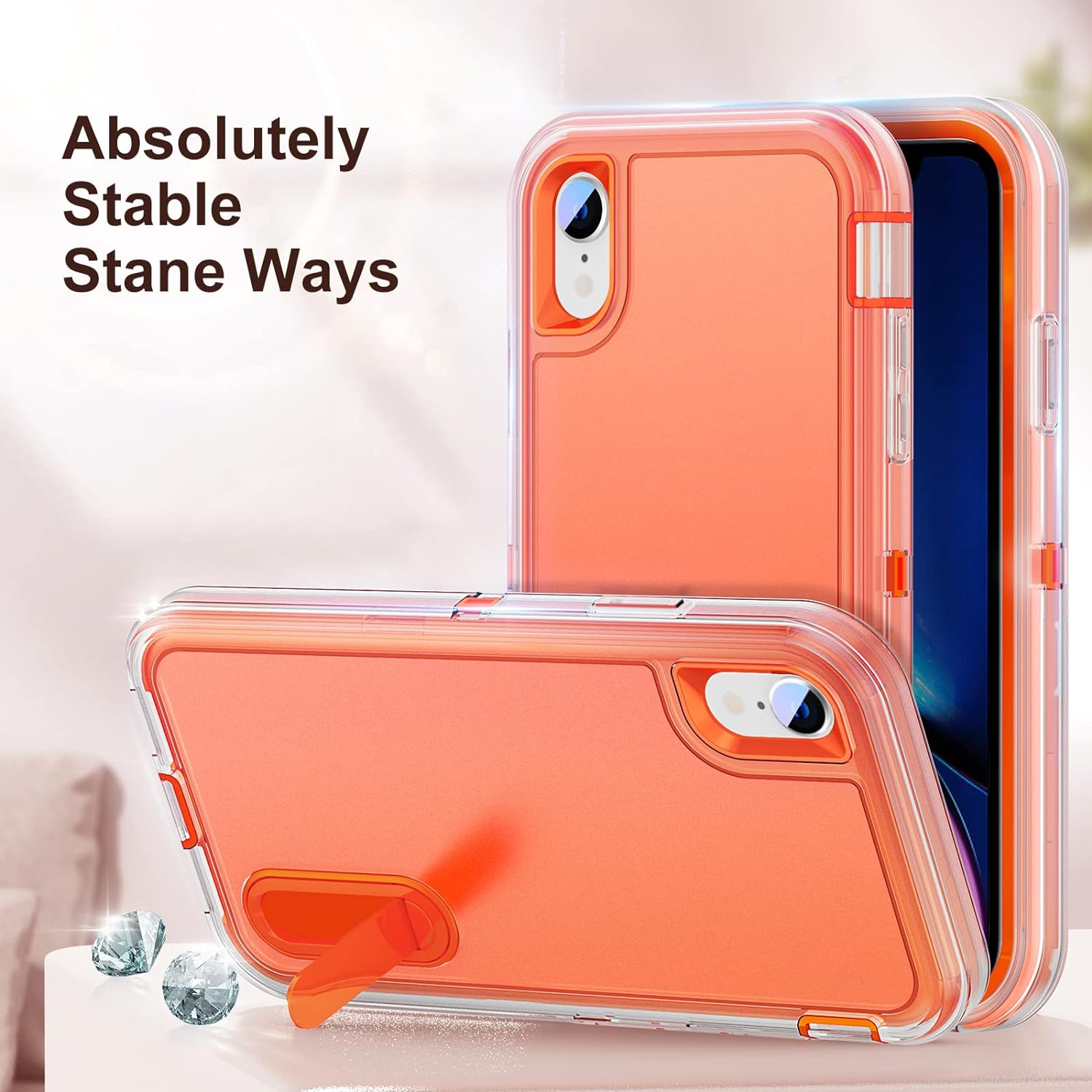 iPhone XR Case with Build-in Kickstand,Heavy Duty Protection Shockproof Anti-Scratch Rugged Protective Durable