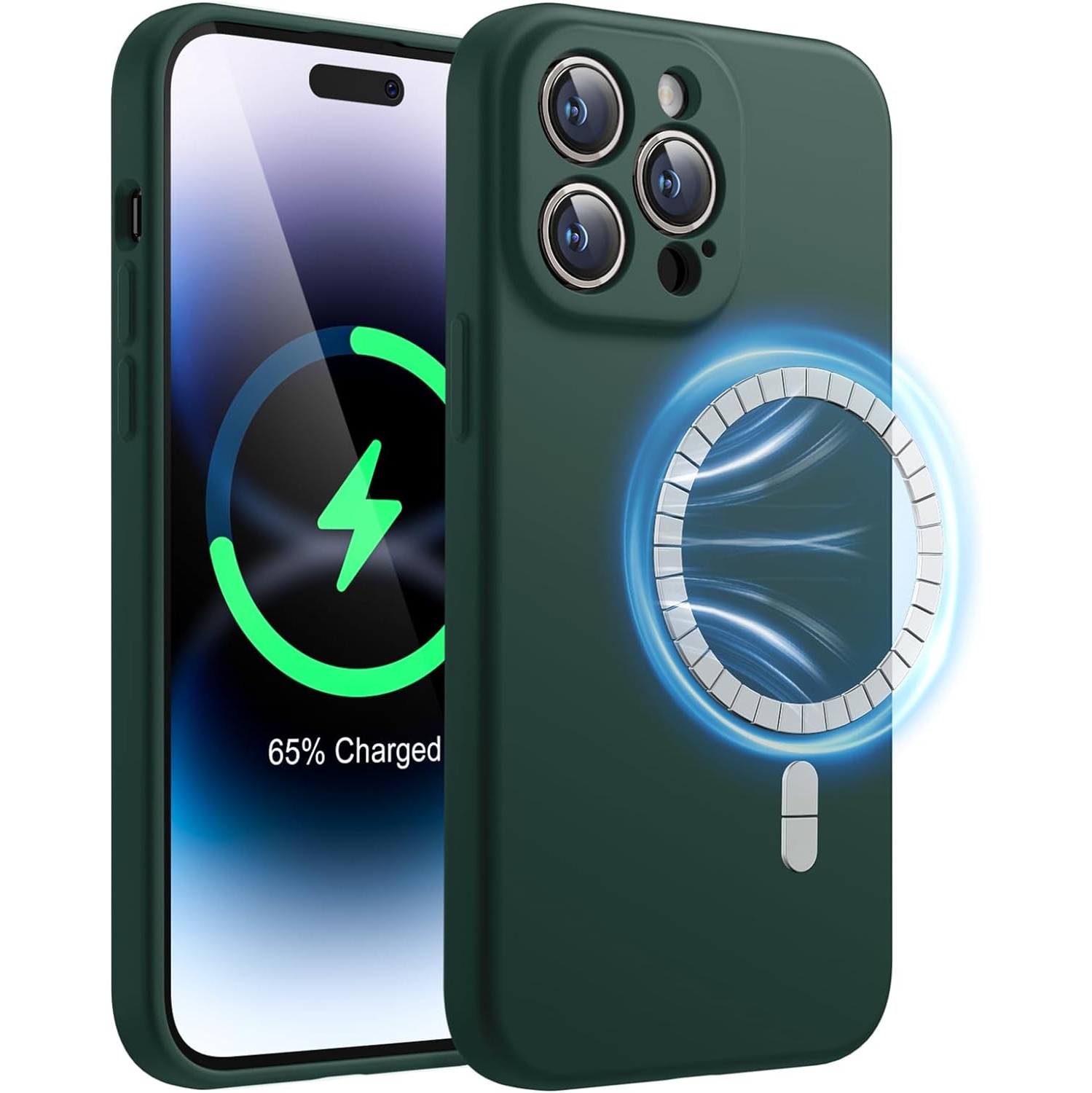 Étui magnétique en silicone pour iPhone 14 Pro de 6,1 po, compatible avec MagSafe,