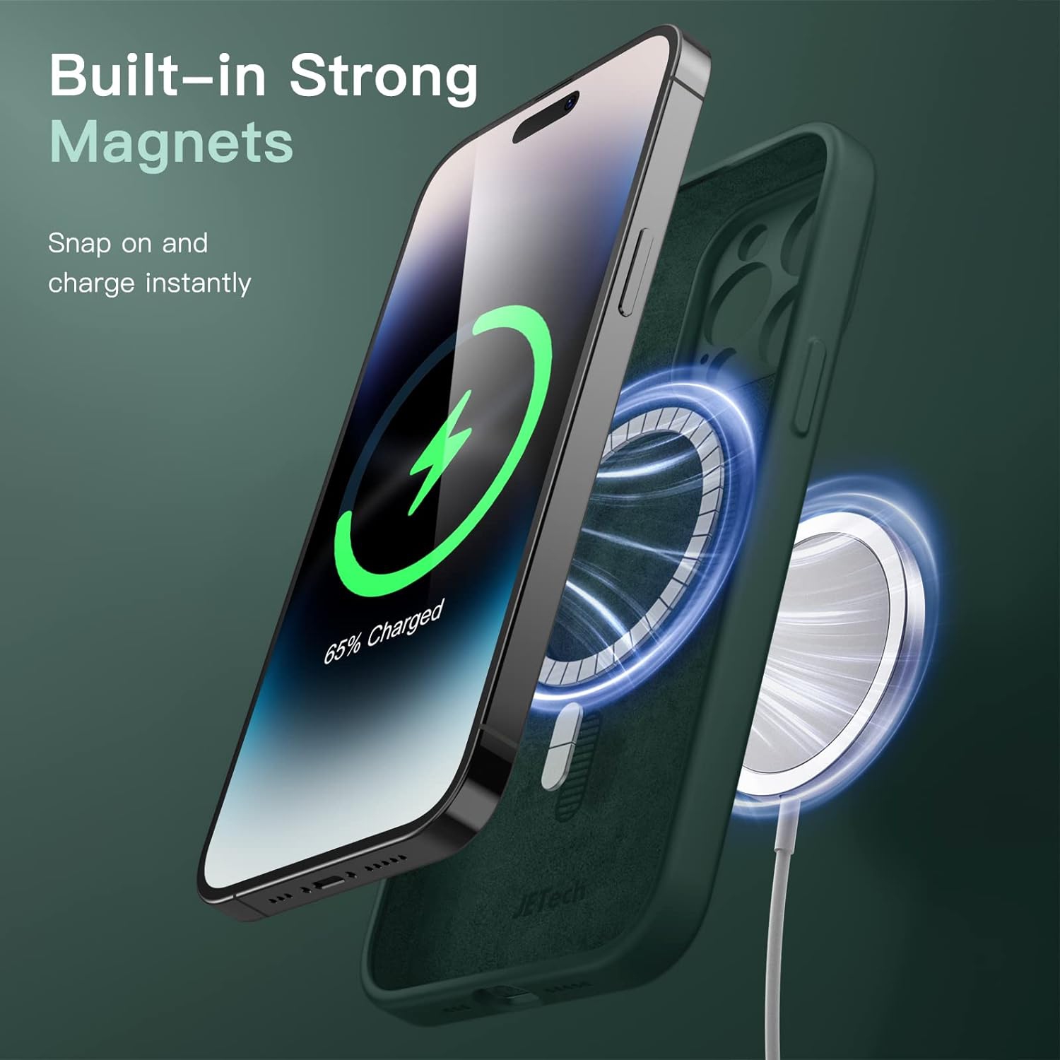 Étui magnétique en silicone pour iPhone 14 Pro de 6,1 po, compatible avec MagSafe,