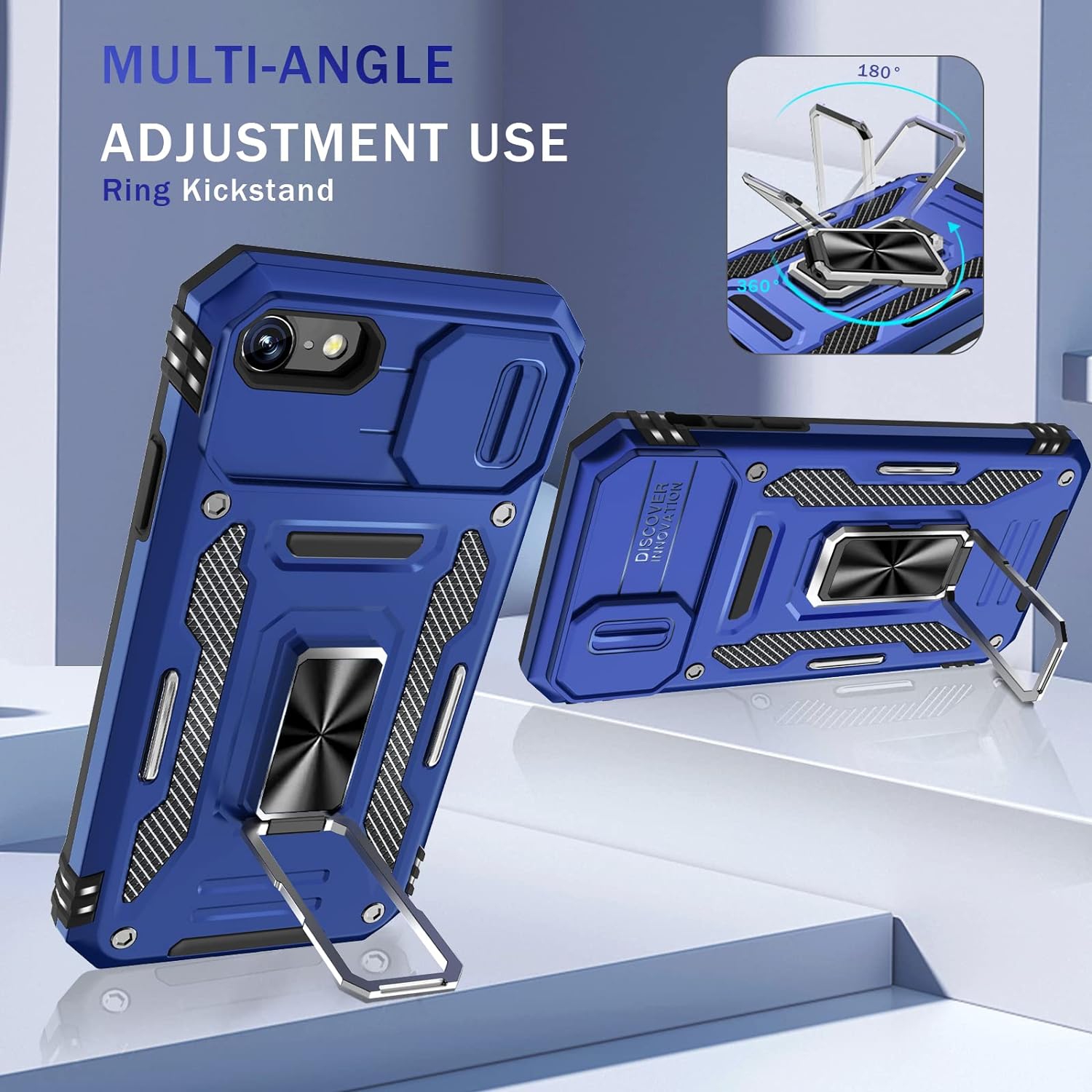 for iPhone SE 2020 Case, iPhone SE 2022 Case with Slide Camera Cover, iPhone 8 Case with Magnetic Kickstand