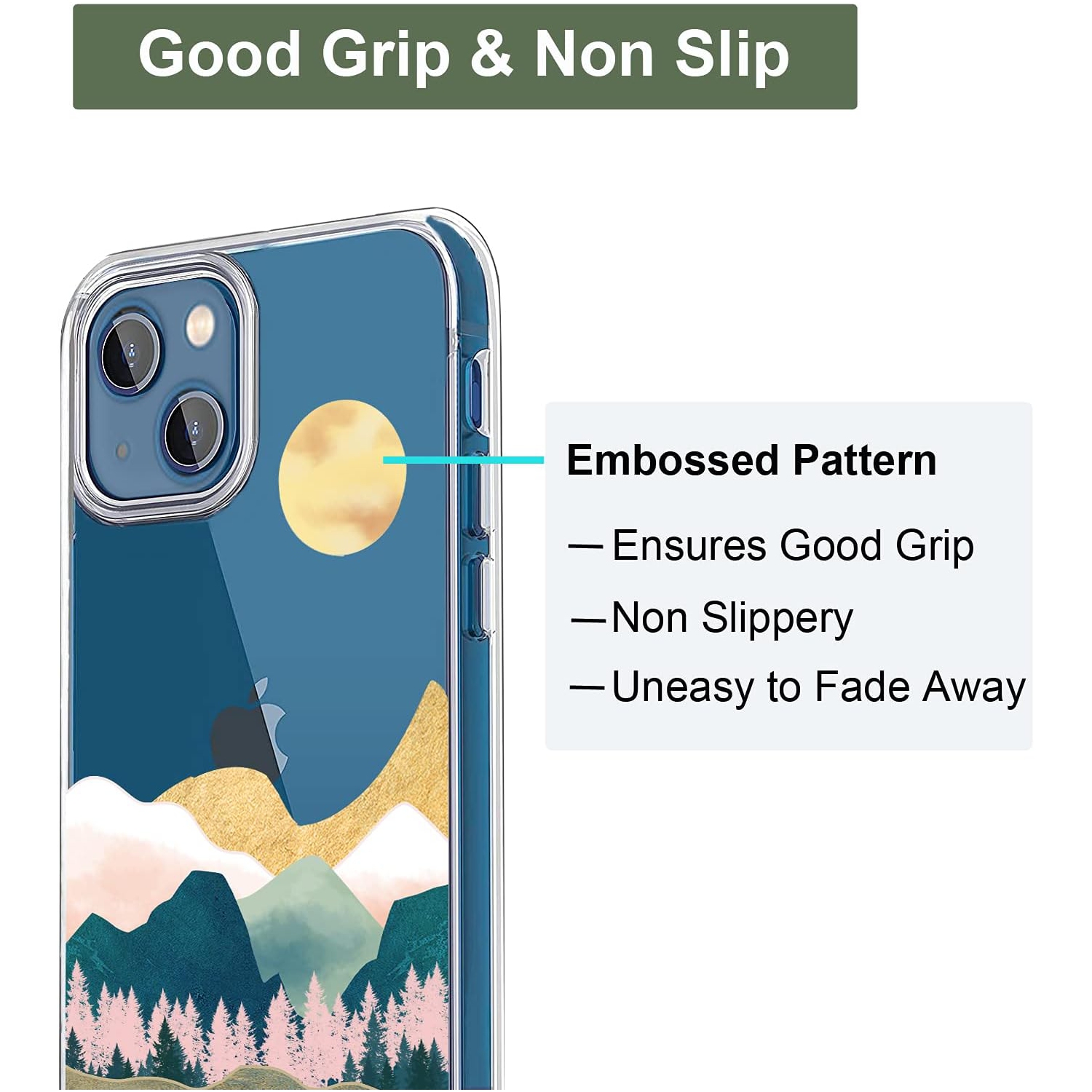 Case Compatible with iPhone 13 Mini Case Clear with Design Embossed Pattern Soft TPU Bumper Slim Protective 5.4