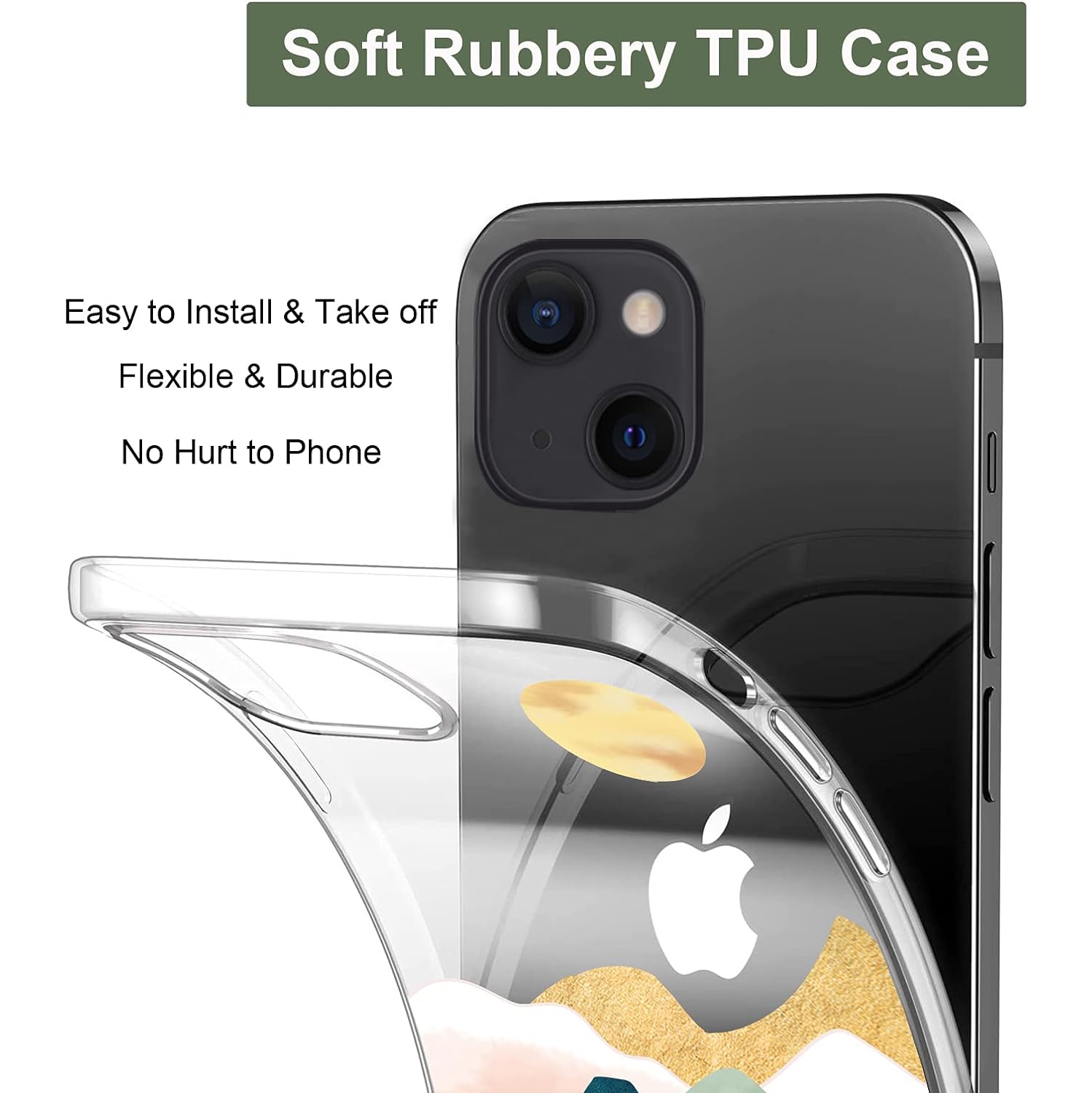 Case Compatible with iPhone 13 Mini Case Clear with Design Embossed Pattern Soft TPU Bumper Slim Protective 5.4