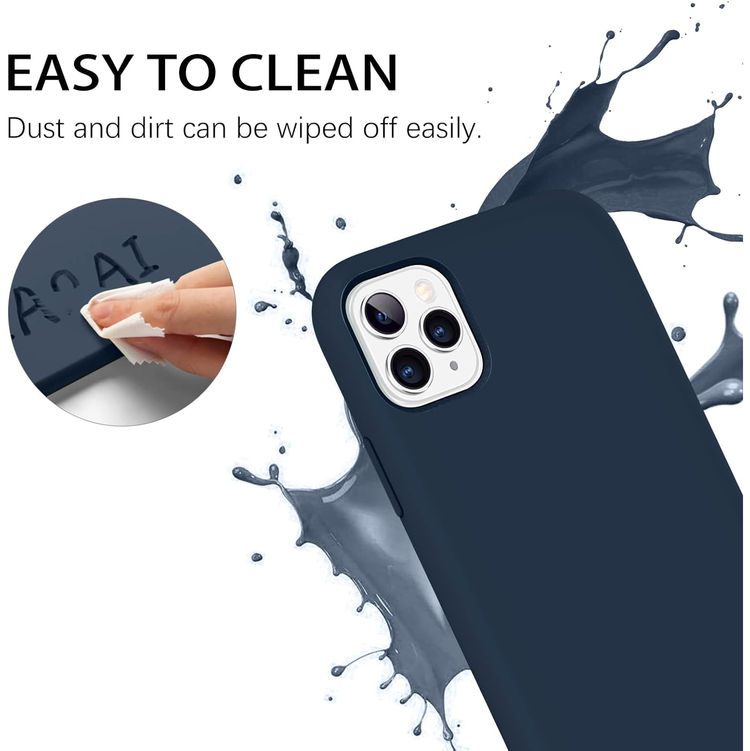 iPhone 11 Pro Case, Liquid Silicone Soft Gel Rubber Slim Cover with Microfiber Cloth Lining Shockproof Anti