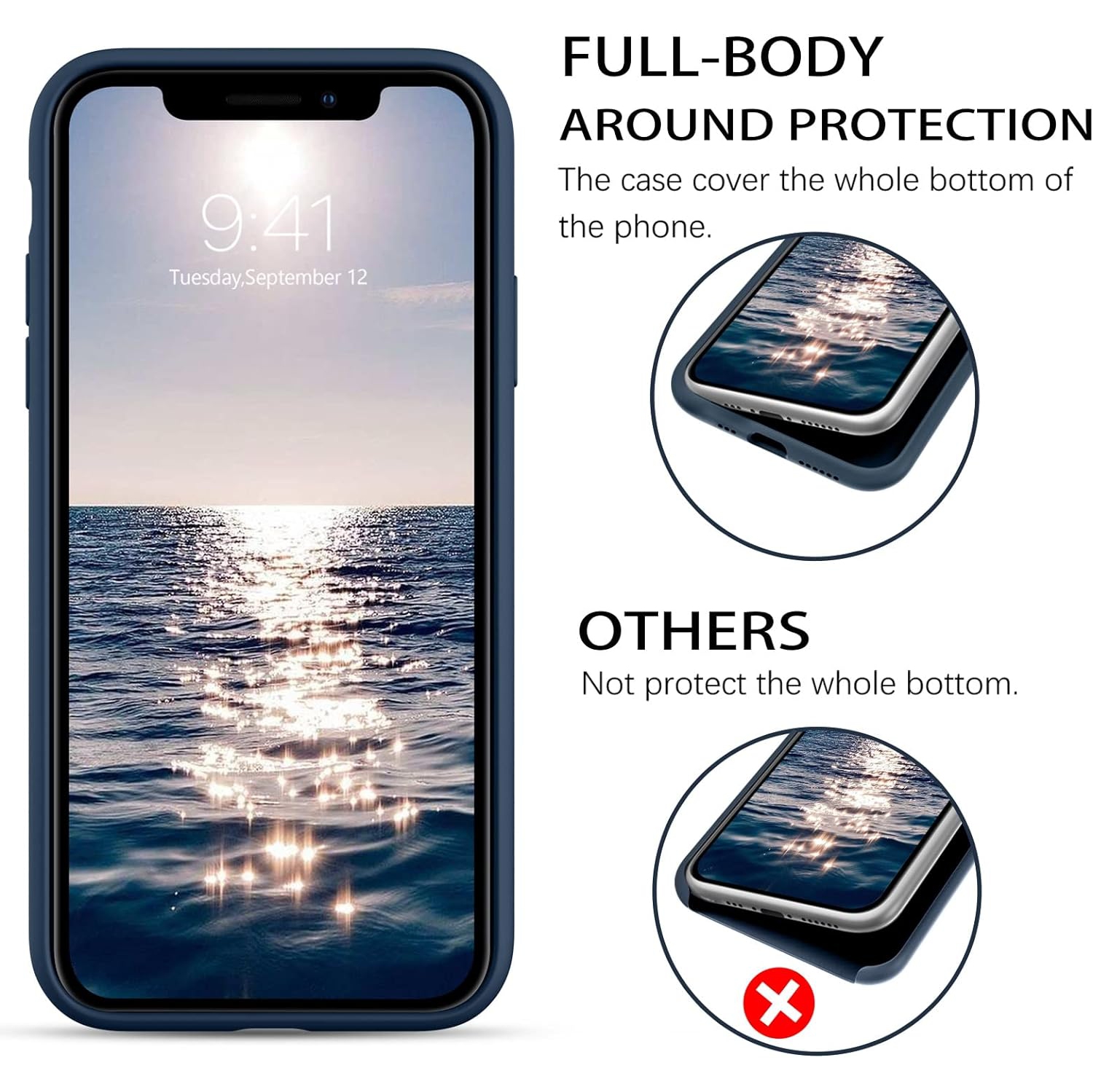 iPhone 11 Pro Case, Liquid Silicone Soft Gel Rubber Slim Cover with Microfiber Cloth Lining Shockproof Anti