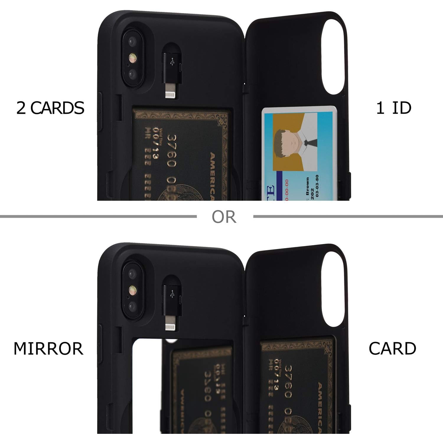 CX PRO II Case for iPhone Xs/iPhone X, with Card Holder | Slim Protective Cover with Hidden Cards Wallet Flip Slot