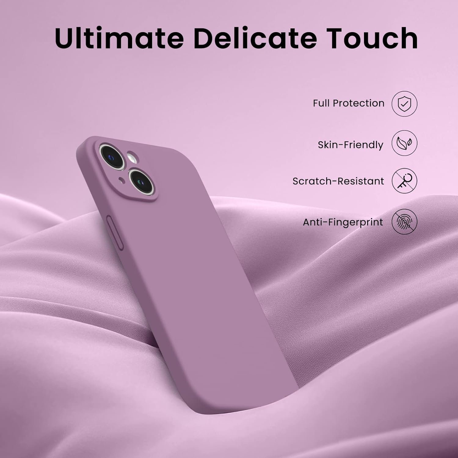 Compatible with iPhone 14 Case, with 2 x Screen Protector Liquid Silicone Gel Rubber Cover [Full Body]