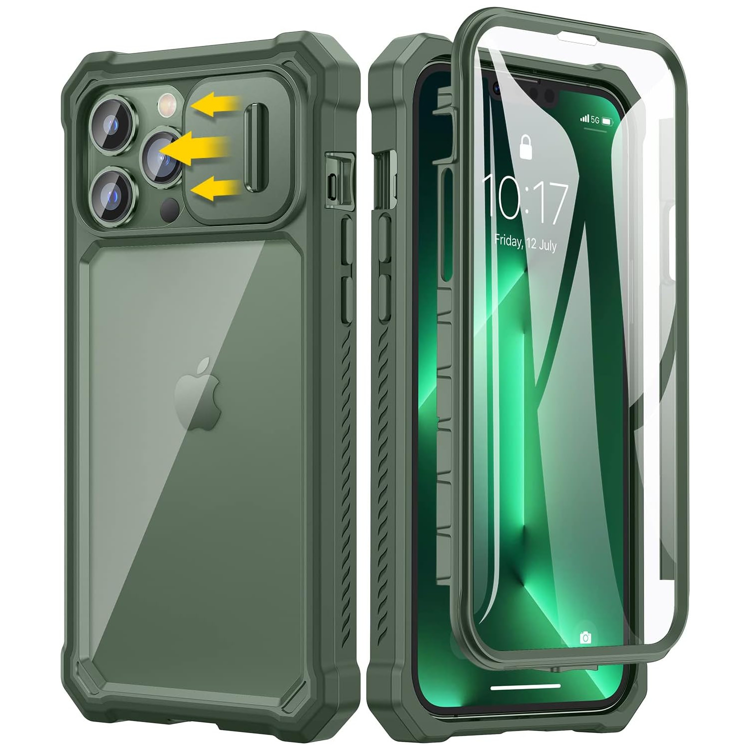 Pour étui iPhone 13 Pro Max avec protecteur de couvercle de caméra, étui iPhone 12 Pro Max avec protecteur d'écran robuste