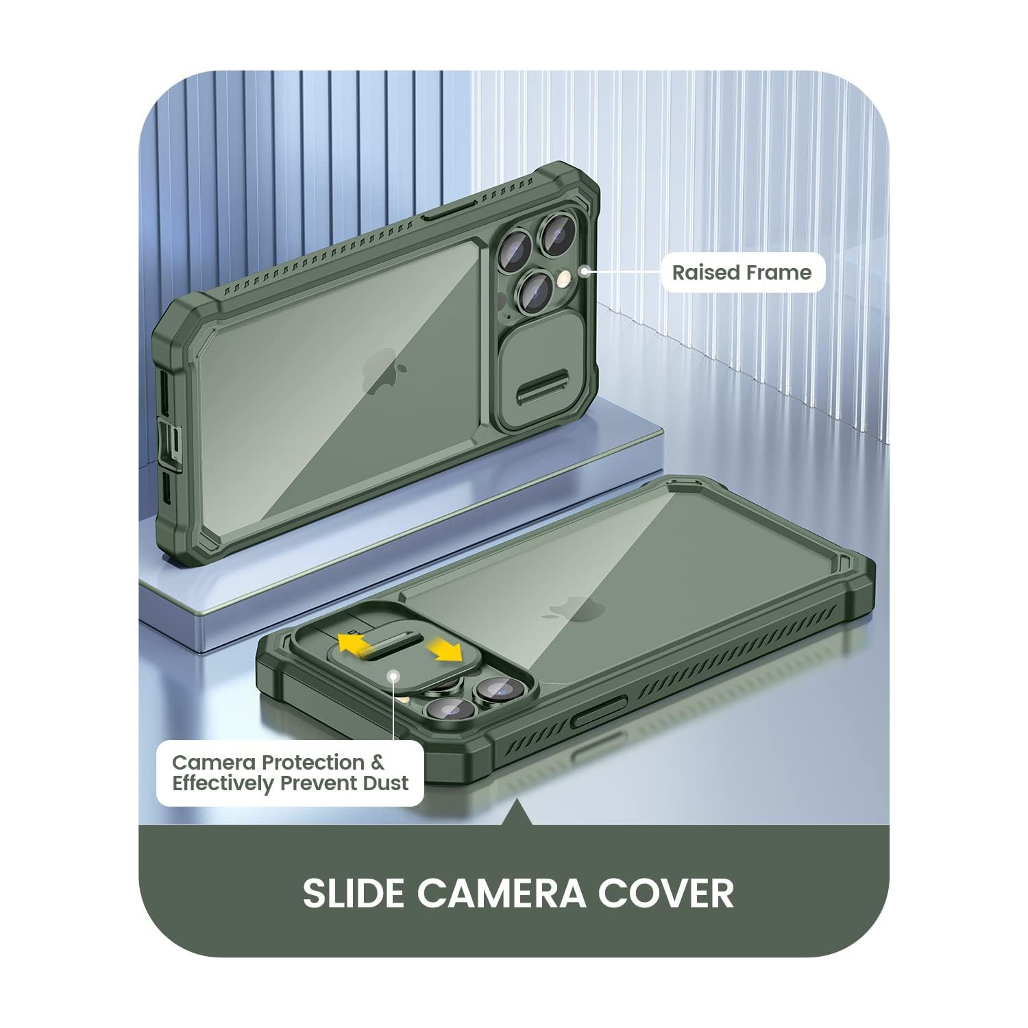 Pour étui iPhone 13 Pro Max avec protecteur de couvercle de caméra, étui iPhone 12 Pro Max avec protecteur d'écran robuste