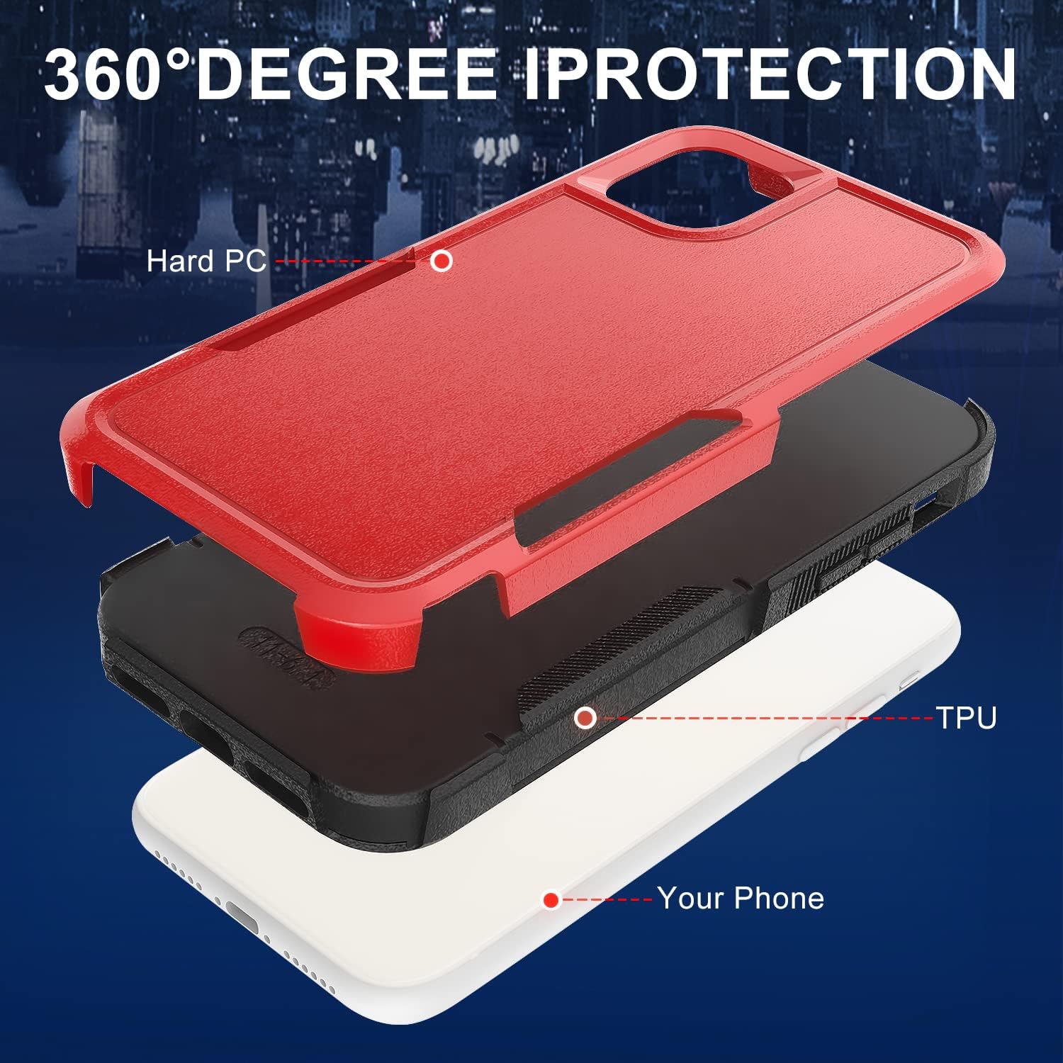Hualele [5 in 1] iPhone 11 Case, [10 FT Military Dropproof] [2+Tempered Glass Screen, 2+Tempered Camera Lens Protector]