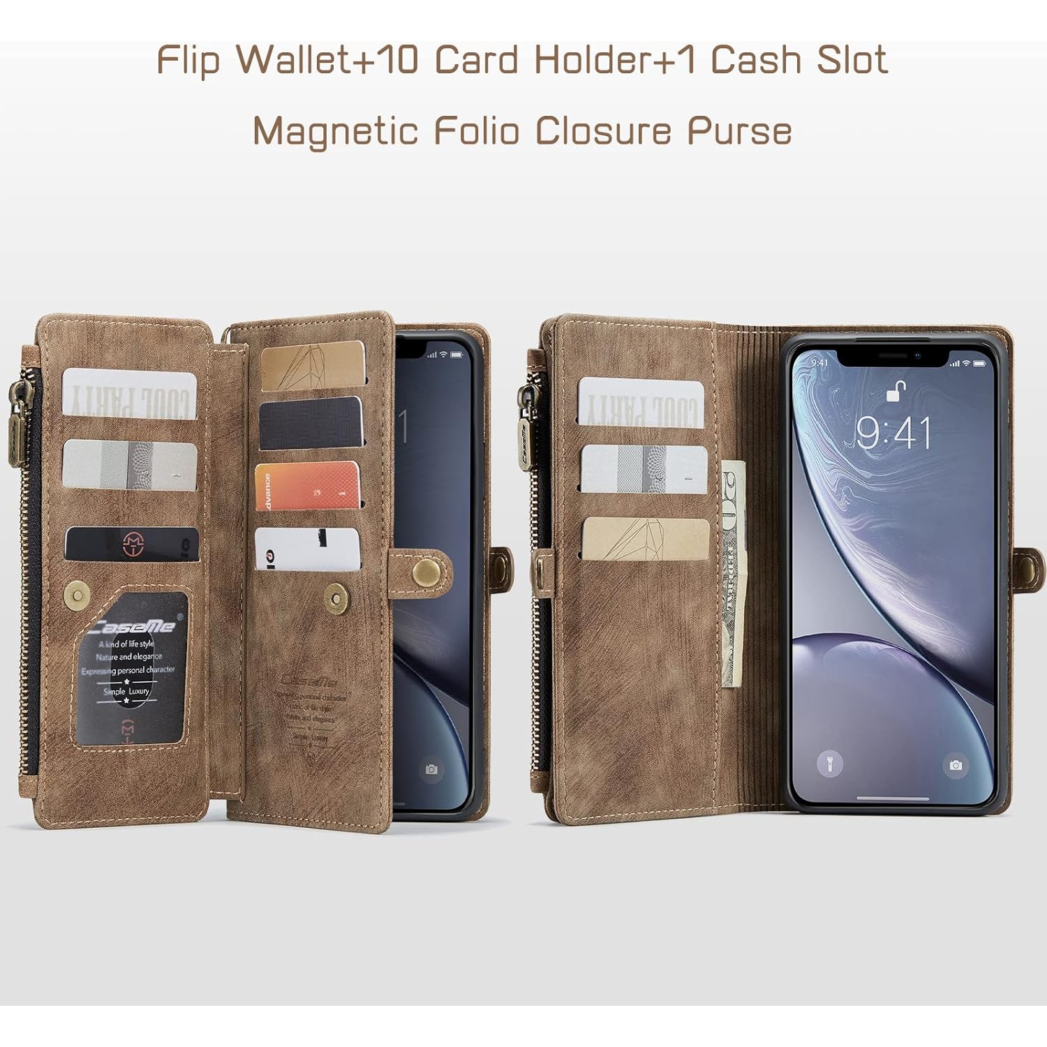 for iPhone XR Case, iPhone XR Wallet Case for Women and Men, iPhone XR Case with Card Holder, Durable PU