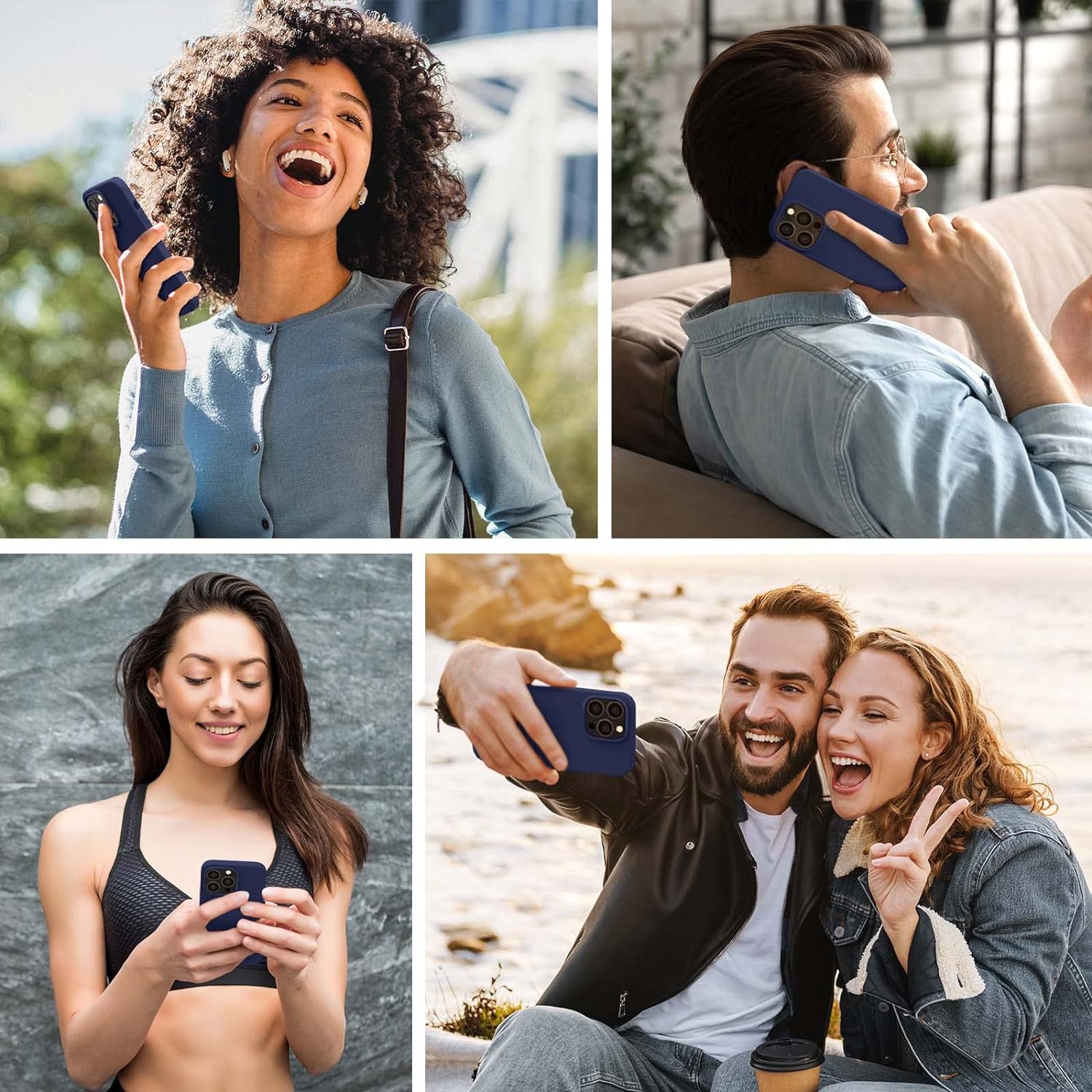 [5 in 1] Case for iPhone 13 Pro Case, Silicone Shockproof Case with 2 Pack Screen Protector, Raised Lip