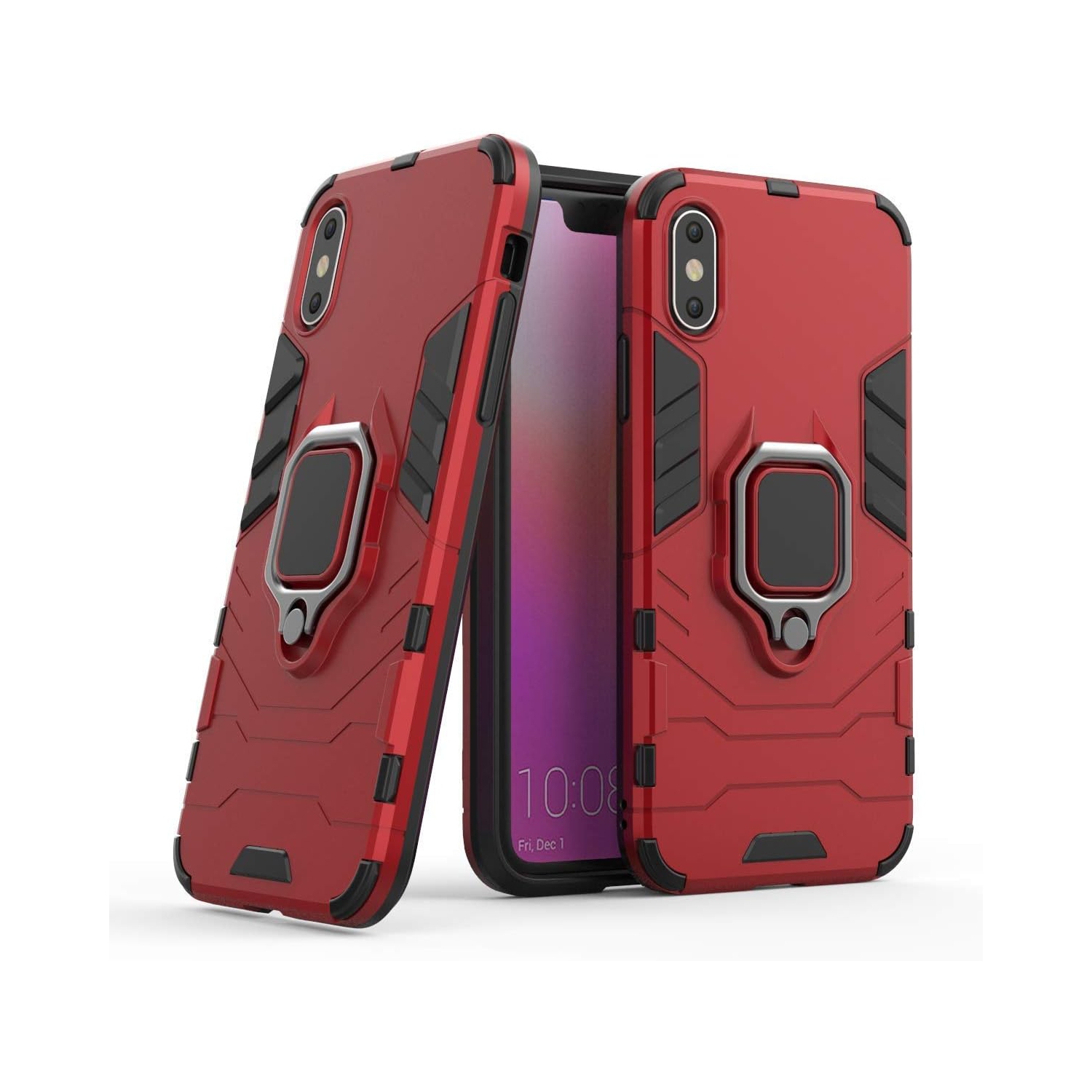 Compatible with iPhone Xs Case, Metal Ring Grip Kickstand Shockproof Hard Bumper Shell