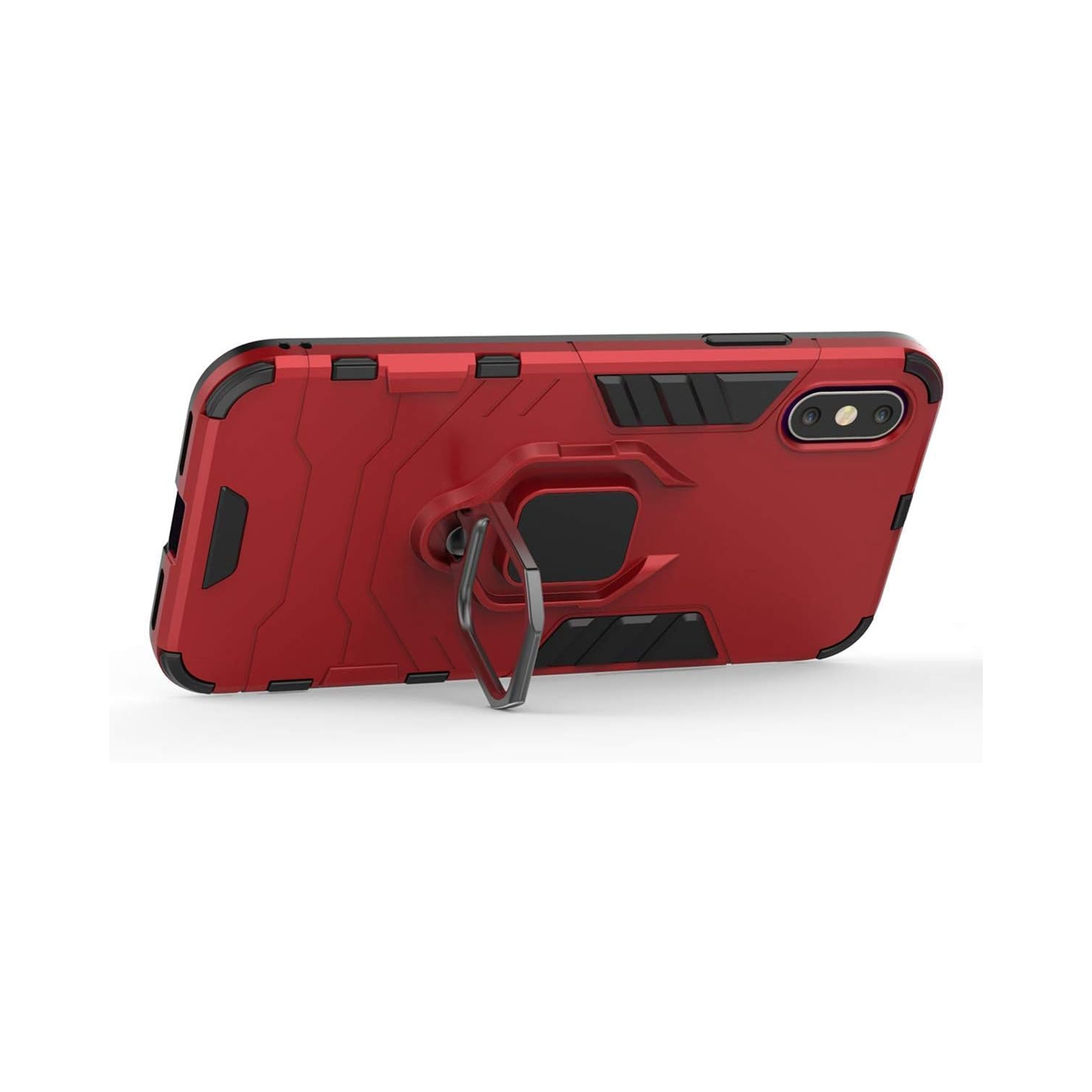 Compatible with iPhone Xs Case, Metal Ring Grip Kickstand Shockproof Hard Bumper Shell