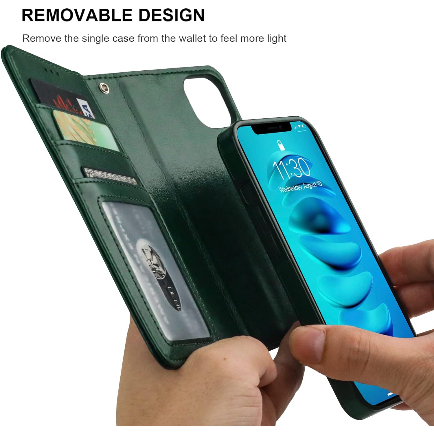 Detachable Wallet Case for iPhone 14 RFID Blocking Card Slots Holder Premium PU Leather Magnetic Kickstand