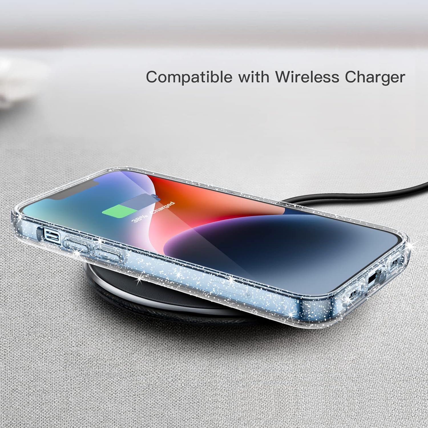 Glitter Case for iPhone 14 6.1-Inch, Bling Sparkle Shockproof Phone Bumper Cover, Cute Sparkly for Women