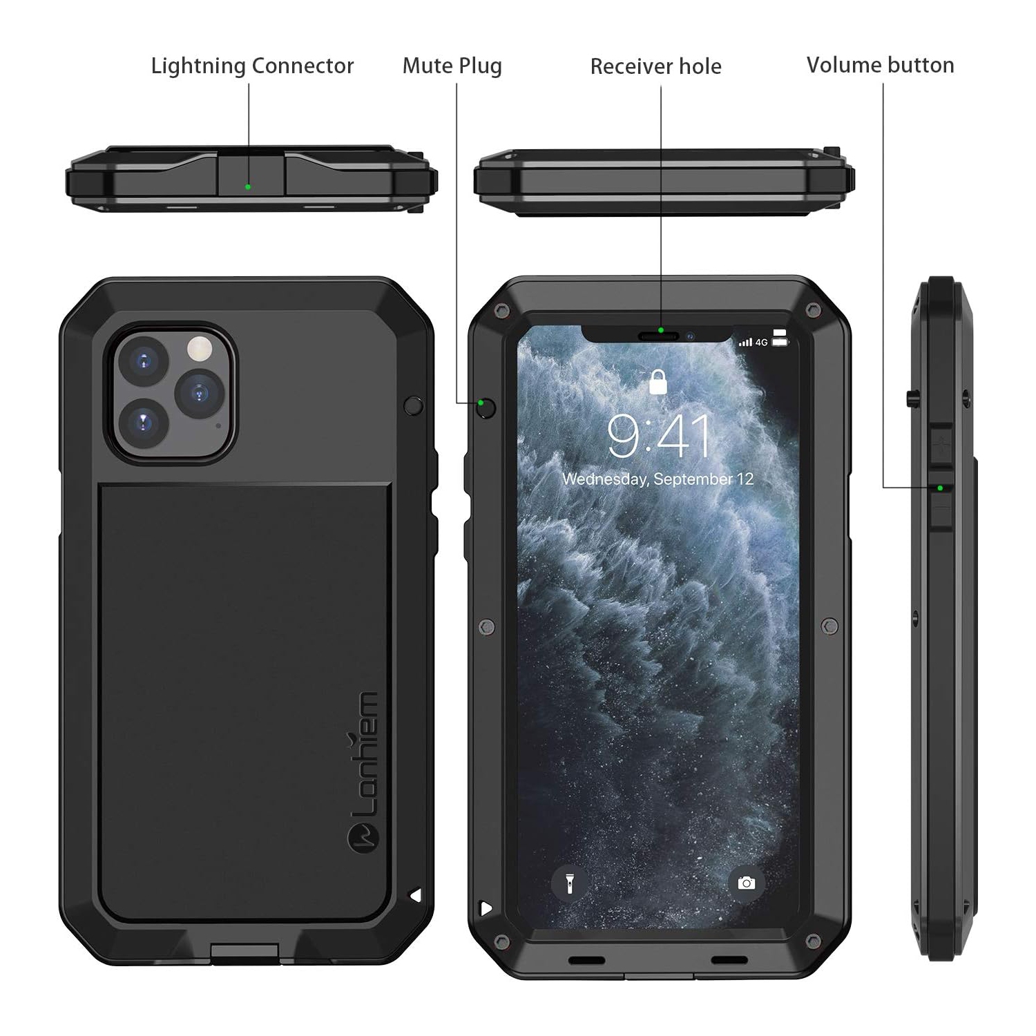 iPhone 11 Pro Max Case, Heavy Duty Shockproof [Tough Armour] Metal Case with Built-in Screen Protector, 360