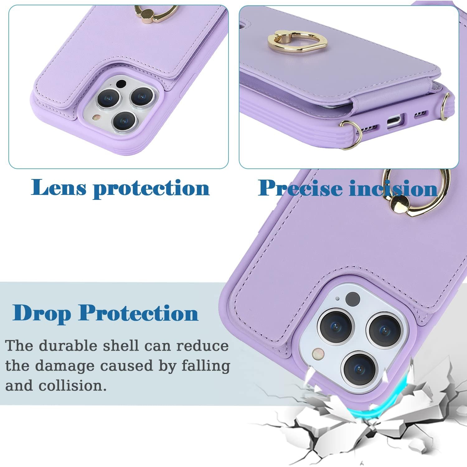 Etui – Sac à bandoulière iPhone 14 Pro Max, étui pour iPhone 14 Pro Max avec porte-carte pour femmes, Coque iPhone 14