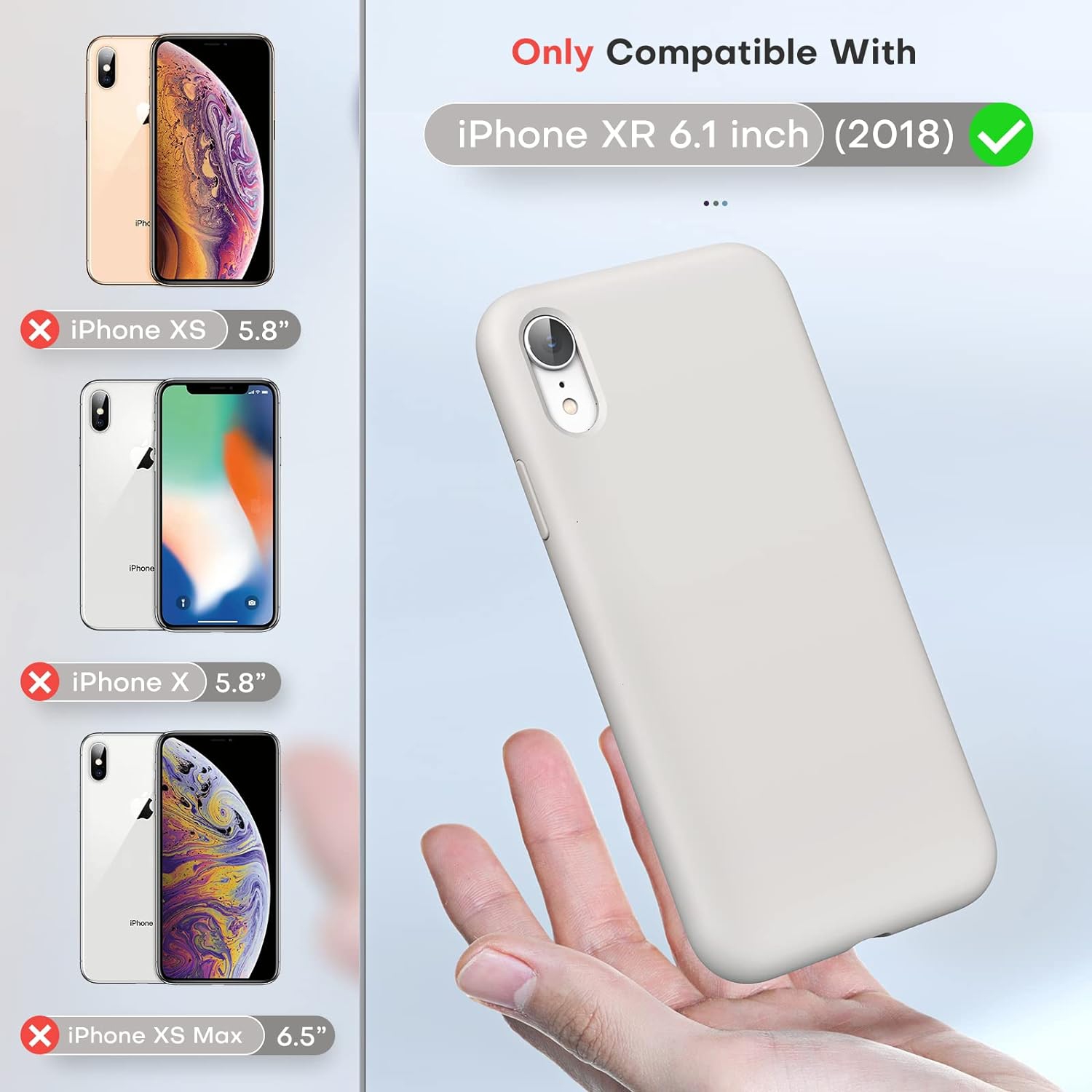 [3 in 1] for iPhone XR Case, with 2 Pack Screen Protector, Slim Liquid Silicone Phone Case for iPhone XR 6.1