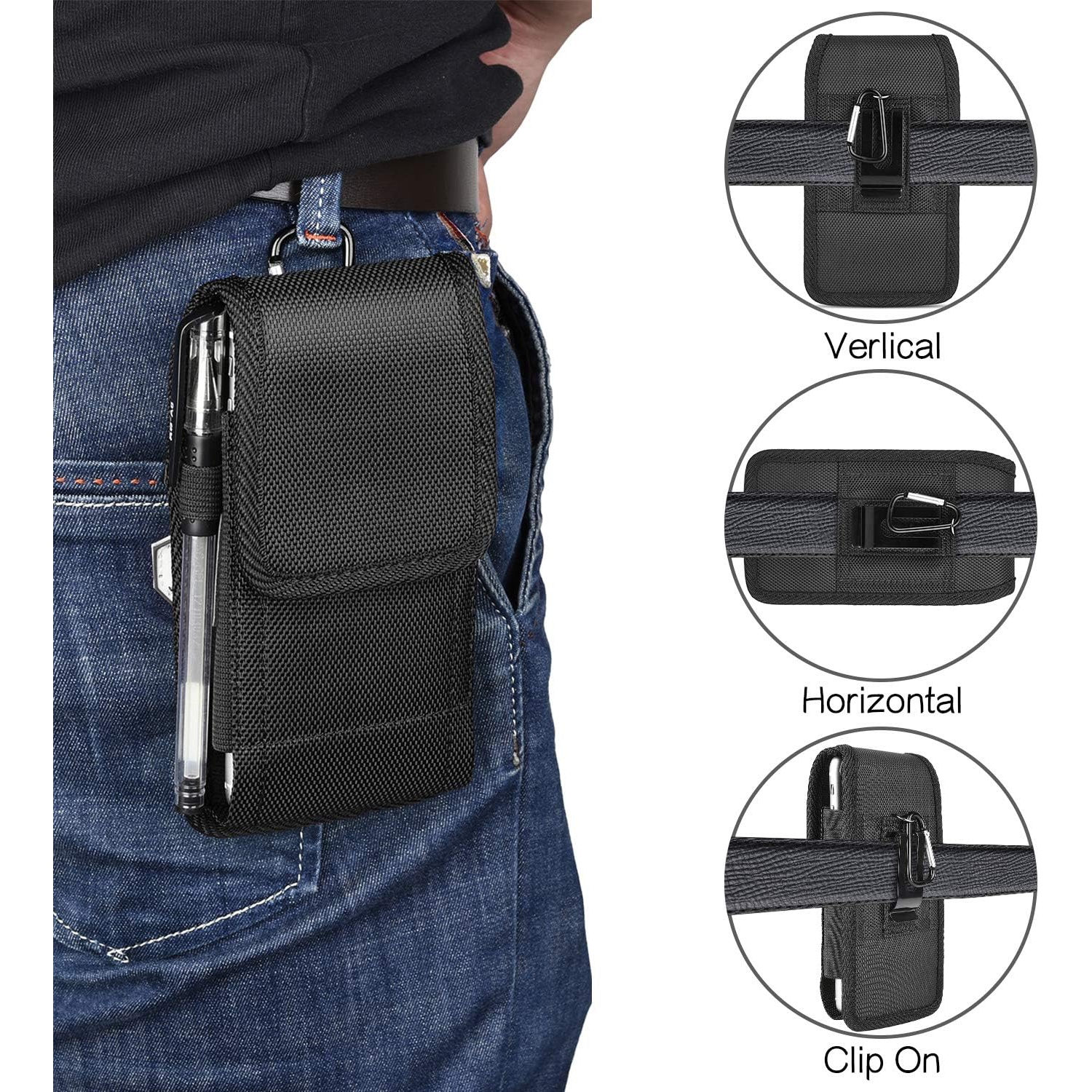 Cell Phone Nylon Belt Case for iPhone 13 Pro Max 14 Pro, kiwitatá Rugged Pouch Holster Holder Case for iPhone 14 Pro